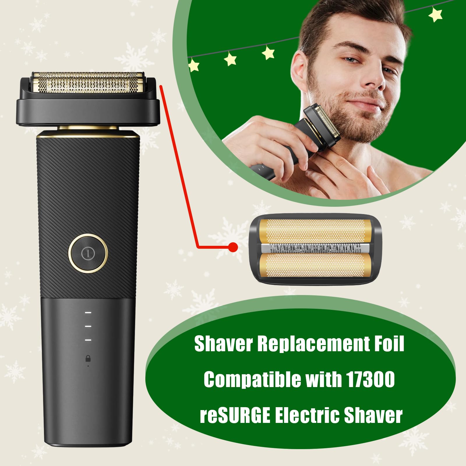 Shaver Replacement Foil And Inner Cutters Compatible With Andis 17300 Resurge Electric Shaver,Black (1 Pack)