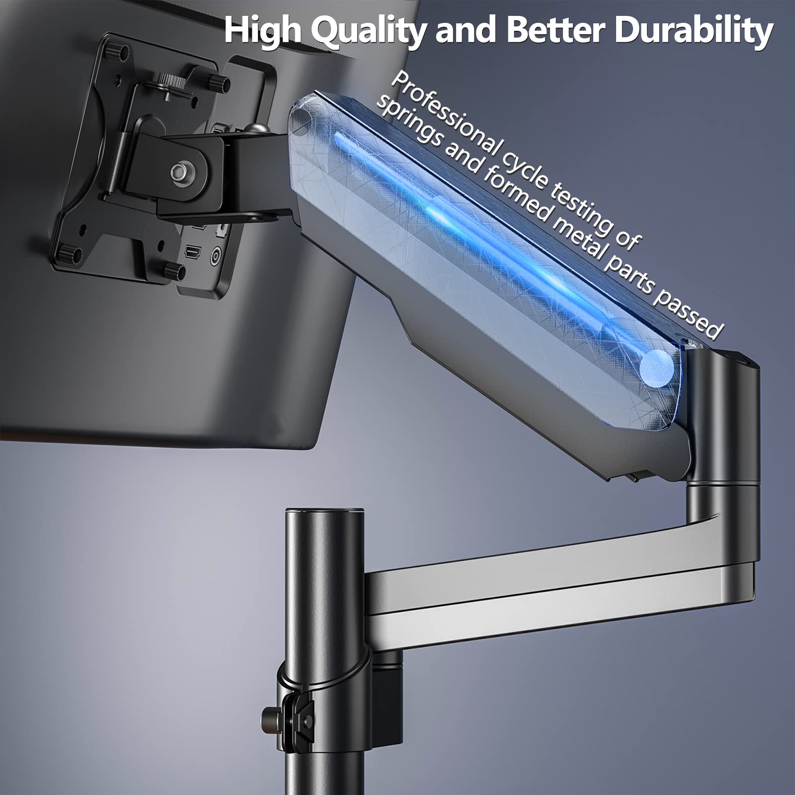 WALI Single Monitor Mount, Computer Monitor Stand for Desk 17 32 Inch, Monitor Arm Desk Mount up to 19.8lbs Gas Spring Arm with Clamp(GSDM001), Black