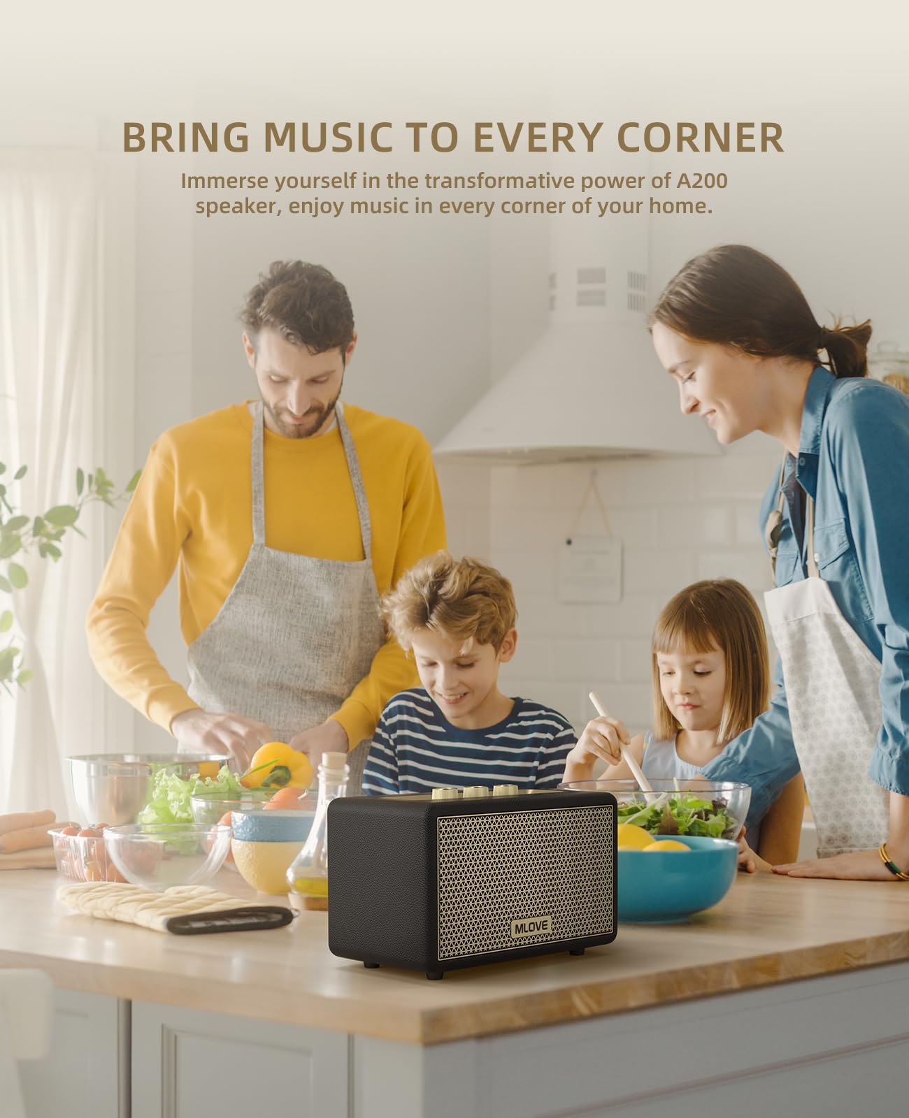 Mlove A200 Portable Retro Bluetooth Speaker With Aux Input, Usb Port, Micro Sd Card Slot - Decorative Wireless Bookshelf Speaker