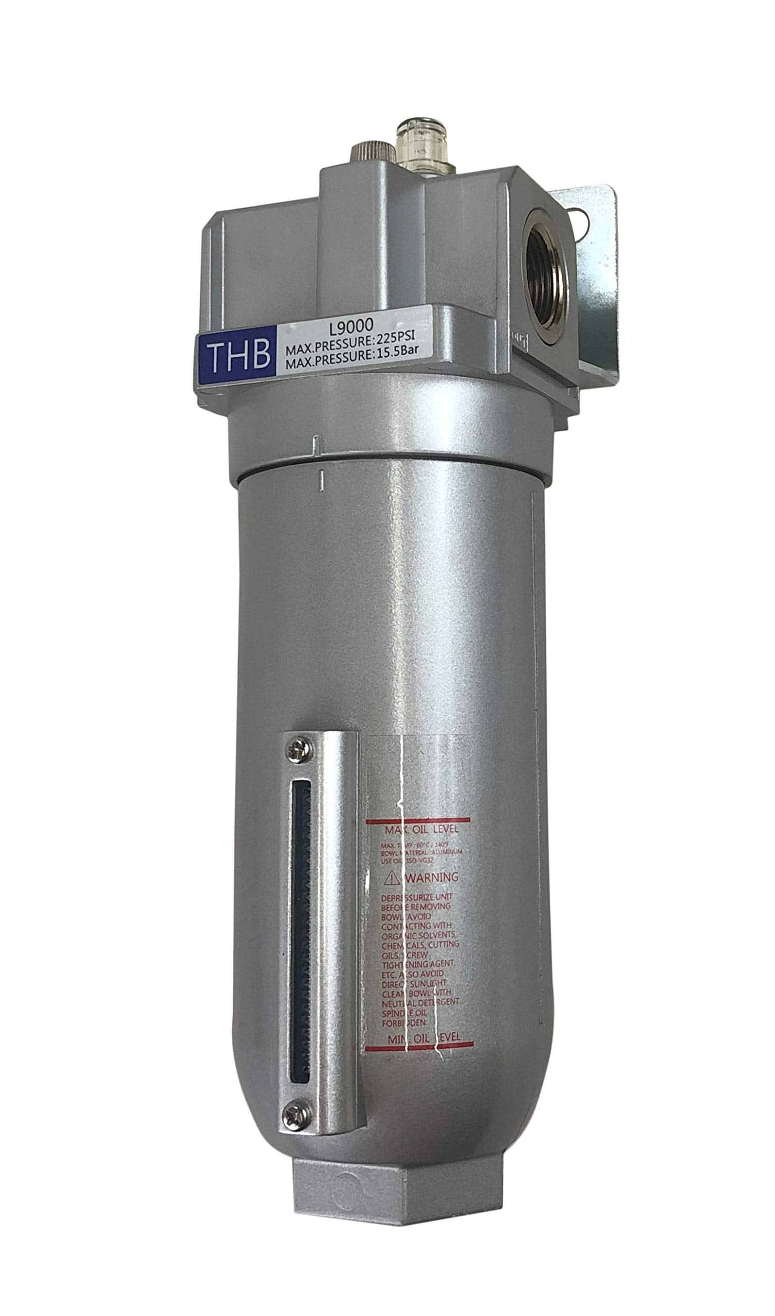 Industrial Grade Lubricator Oiler For Compressed Air Lubricate Pneumatic Air Tools, Metal Bowl With Visible Sight Glass, 225 Psi