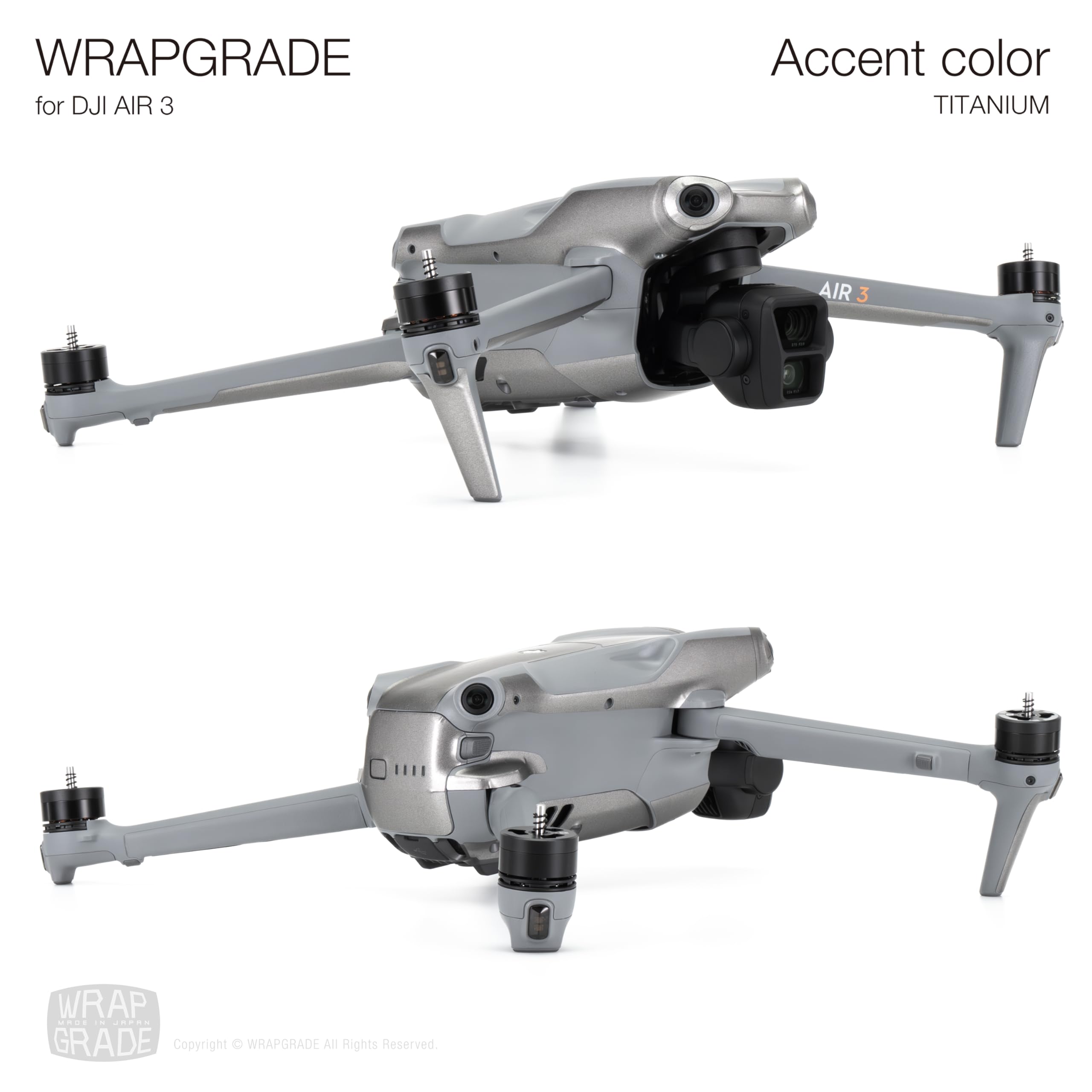 Wrapgrade Skin Stickers Compatible With Dji Air 3 | Accent Color (Titanium)