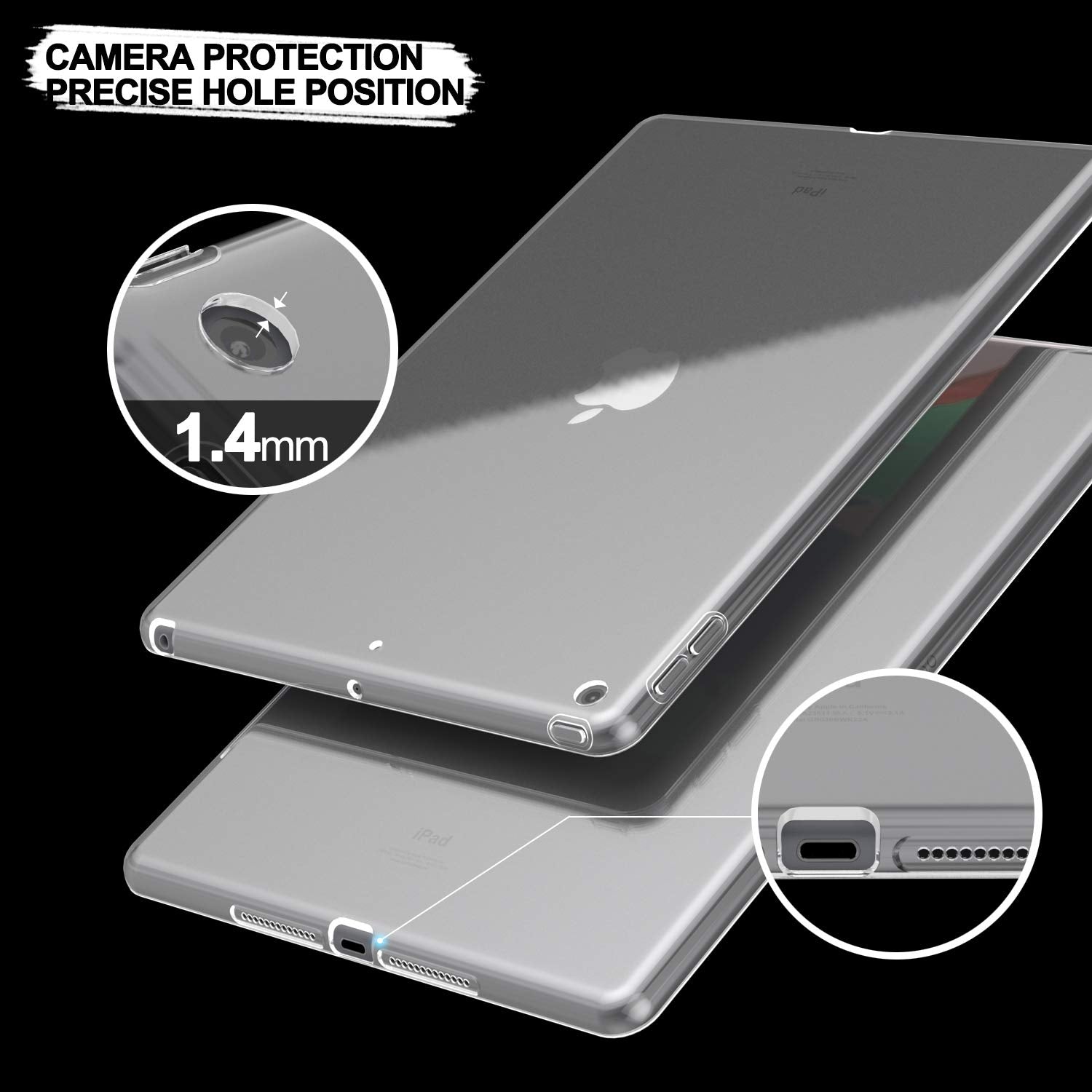 Asgens Case For New Ipad 7Th/8Th/9Th Generation 10.2 2019/2020/2021, Shockproof Resistant Flexible Soft Transparent Tpu Protecti