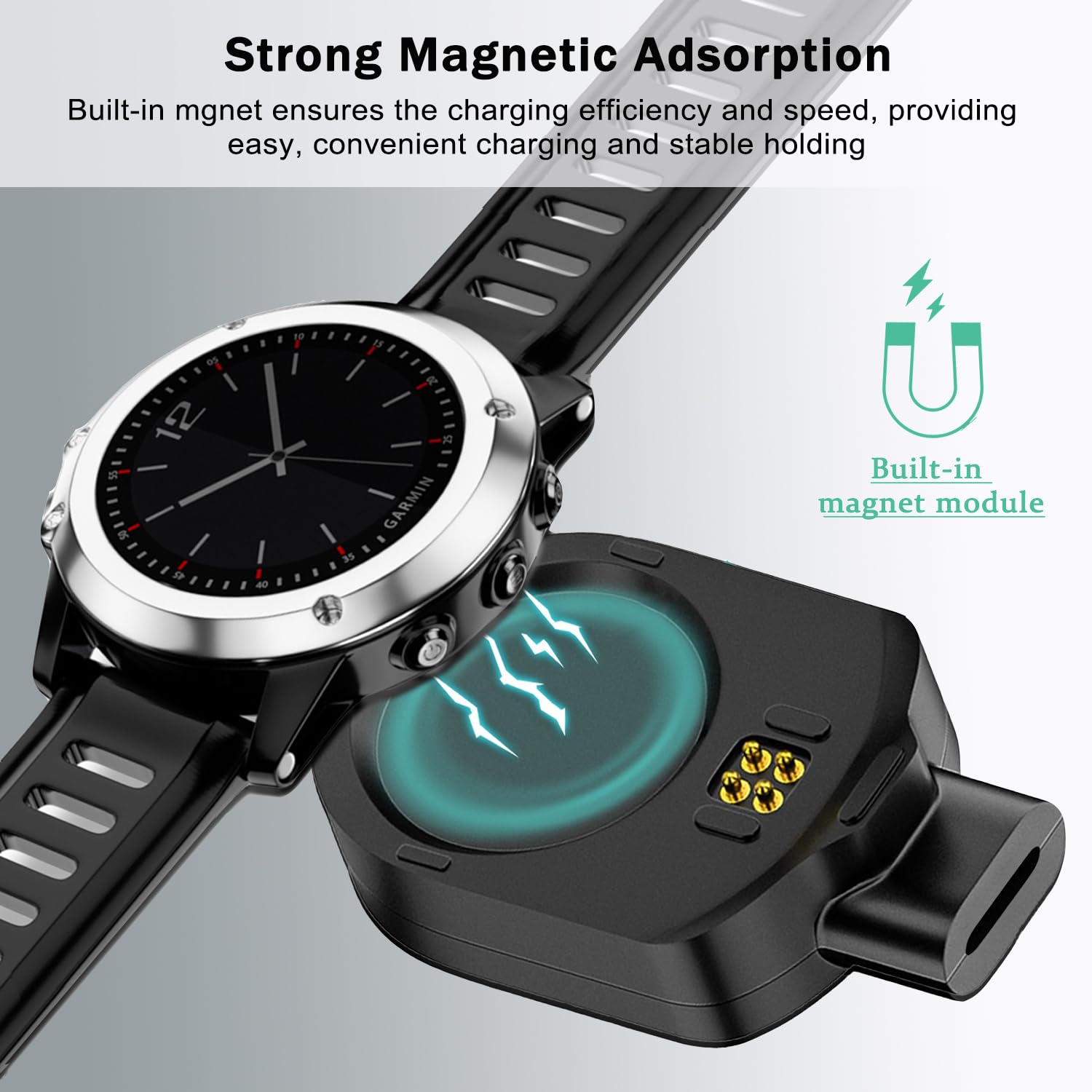 Charger Adapter For Garmin Marq Gen 2 With Iphone Female Port, Tiedxioy Magnetic Charging Adapter Compatible With Garmin Marq Adventurer/Marq Athlete/Marq Aviato/Marq Captain/Marq Golfer (Gen 2)