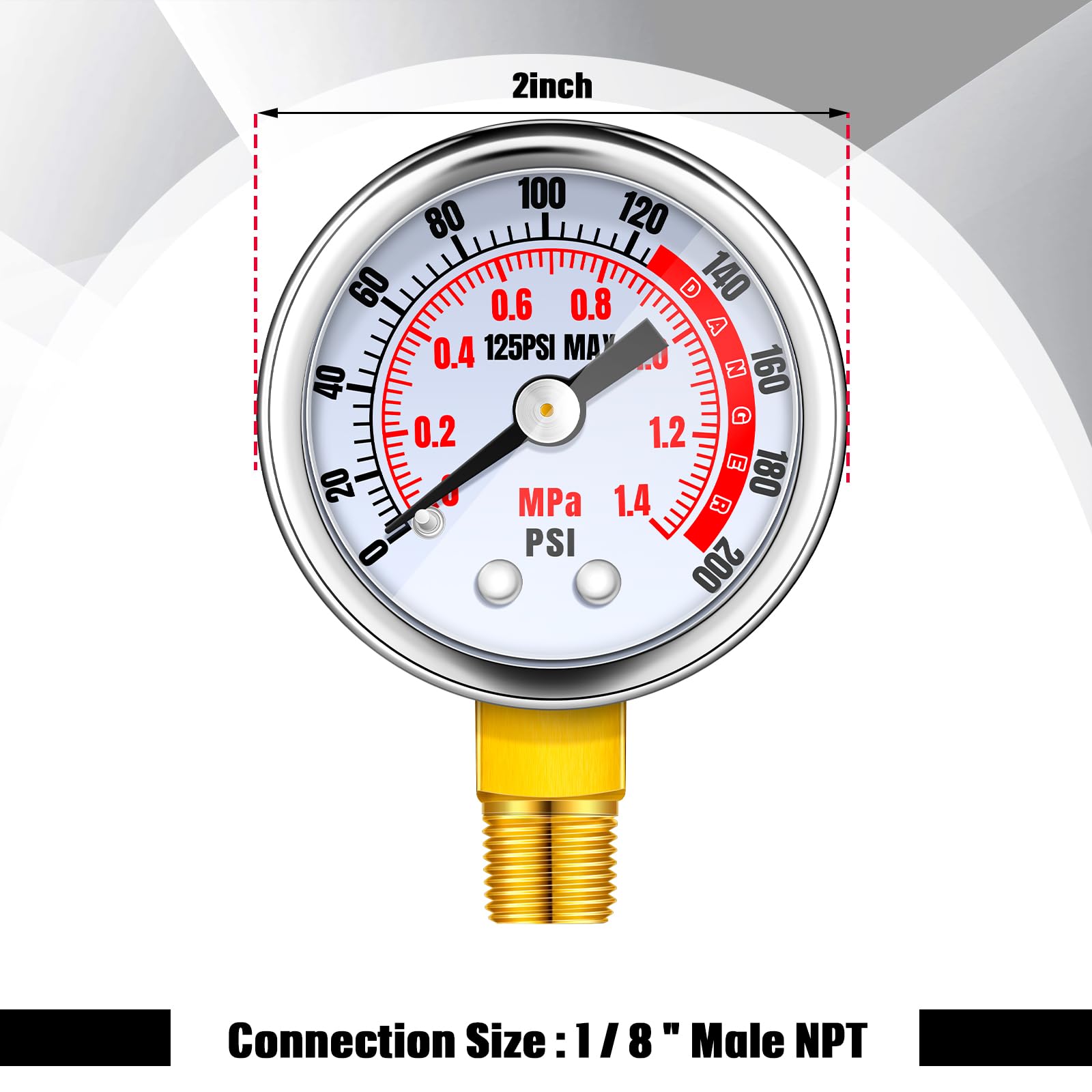 Peryiter Air Tank Repair Kit Including Safety Valve, 0 200 Psi Pressure Gauge And 4 Feet Air Tank Hose Assembly Kit(Red)