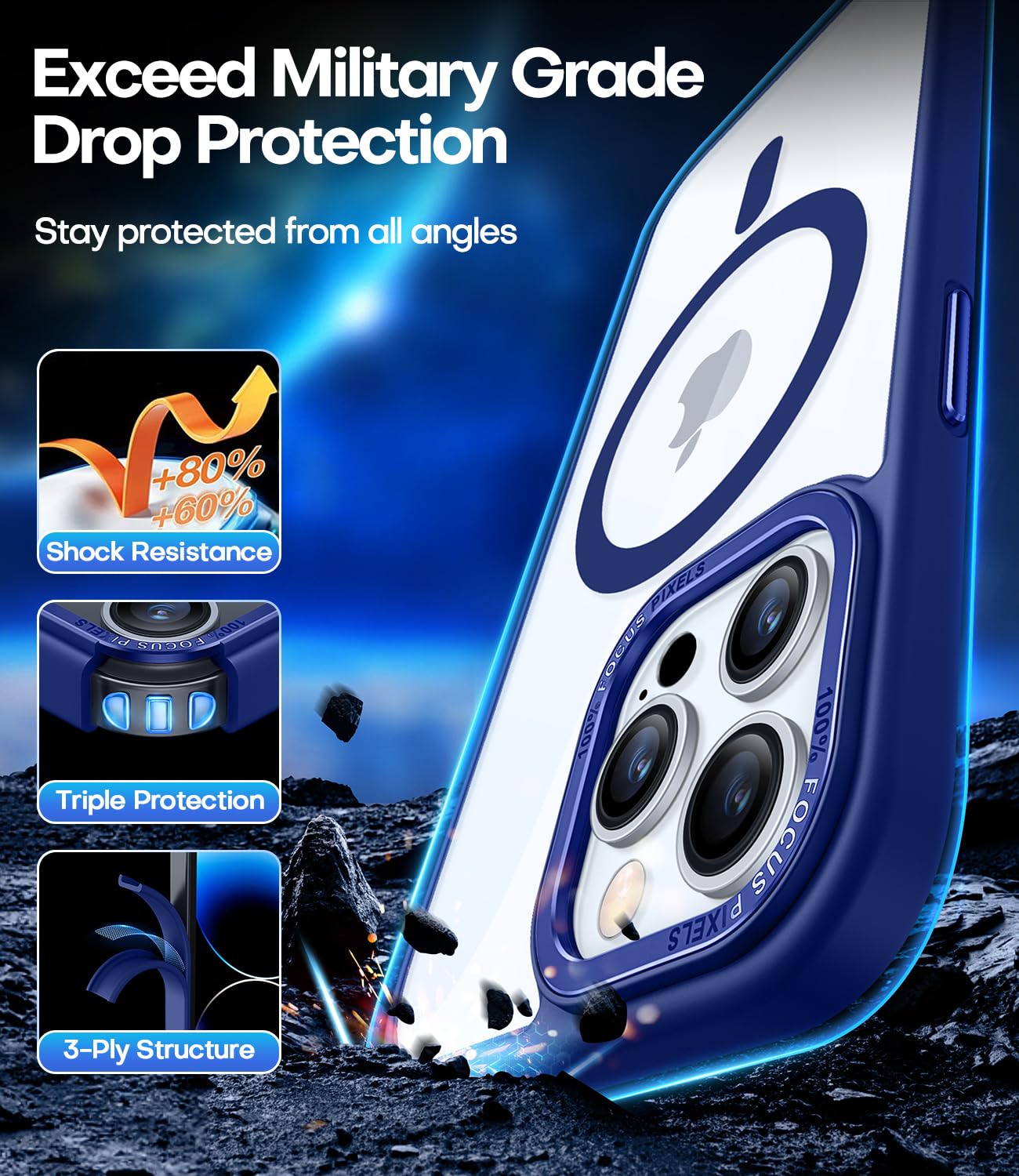 Canshn Clear Magnetic Compatible With Iphone 14 Pro Case [Compatible With Magsafe] [Not Yellowing] Slim Thin Shockproof Protecti