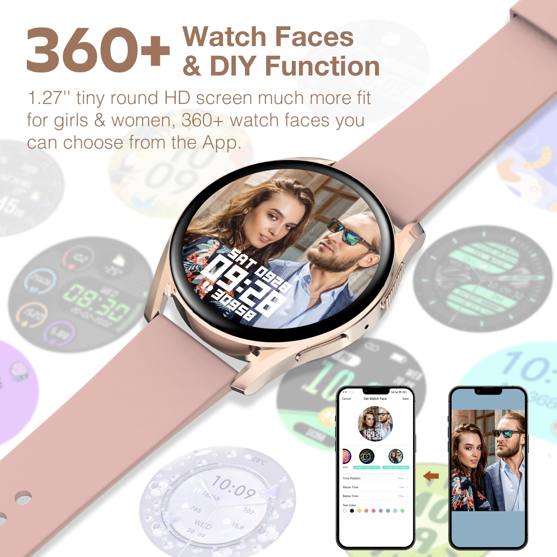 Bribejat Smart Watch For Women (Make/Answer Call), Hd 1.27'' Smartwatch, Fitness Tracker Pedometer Spo2/Heart Rate/Sleep Monitor