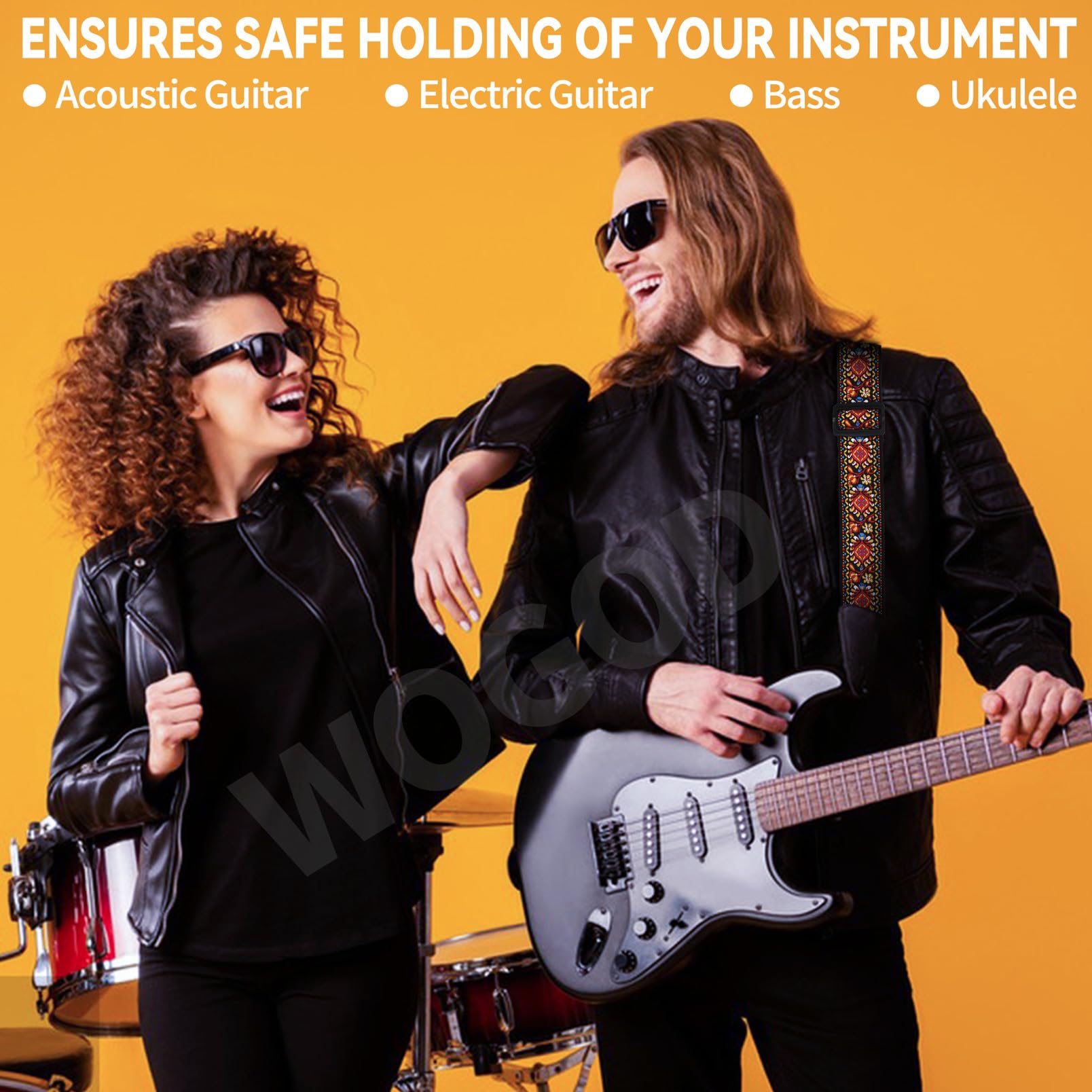 Wogod Guitar Strap (Red Jacquard)