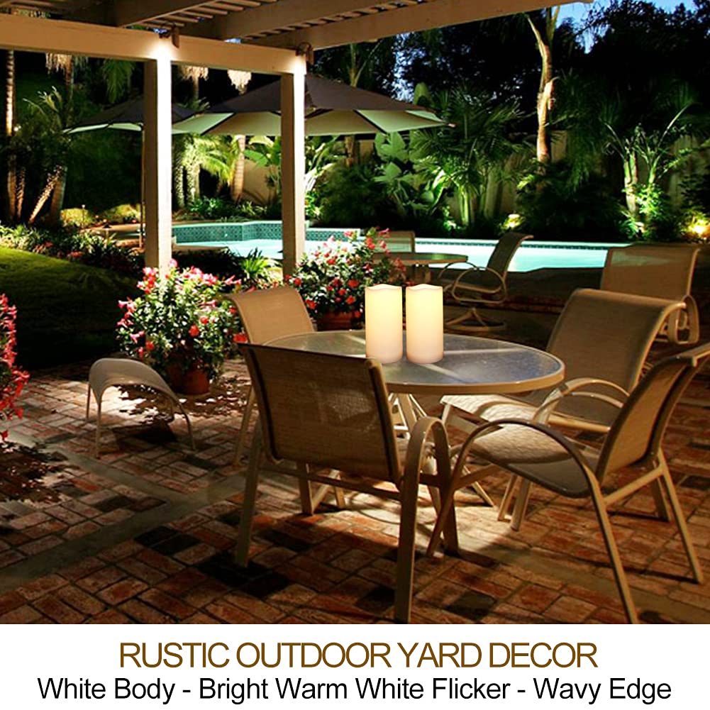 Home Most Pack Of 2 White 3X6 Led Pillar Candles Outdoor Ip65 Waterproof   Pillar Candles Battery Powered With Timer And Remote