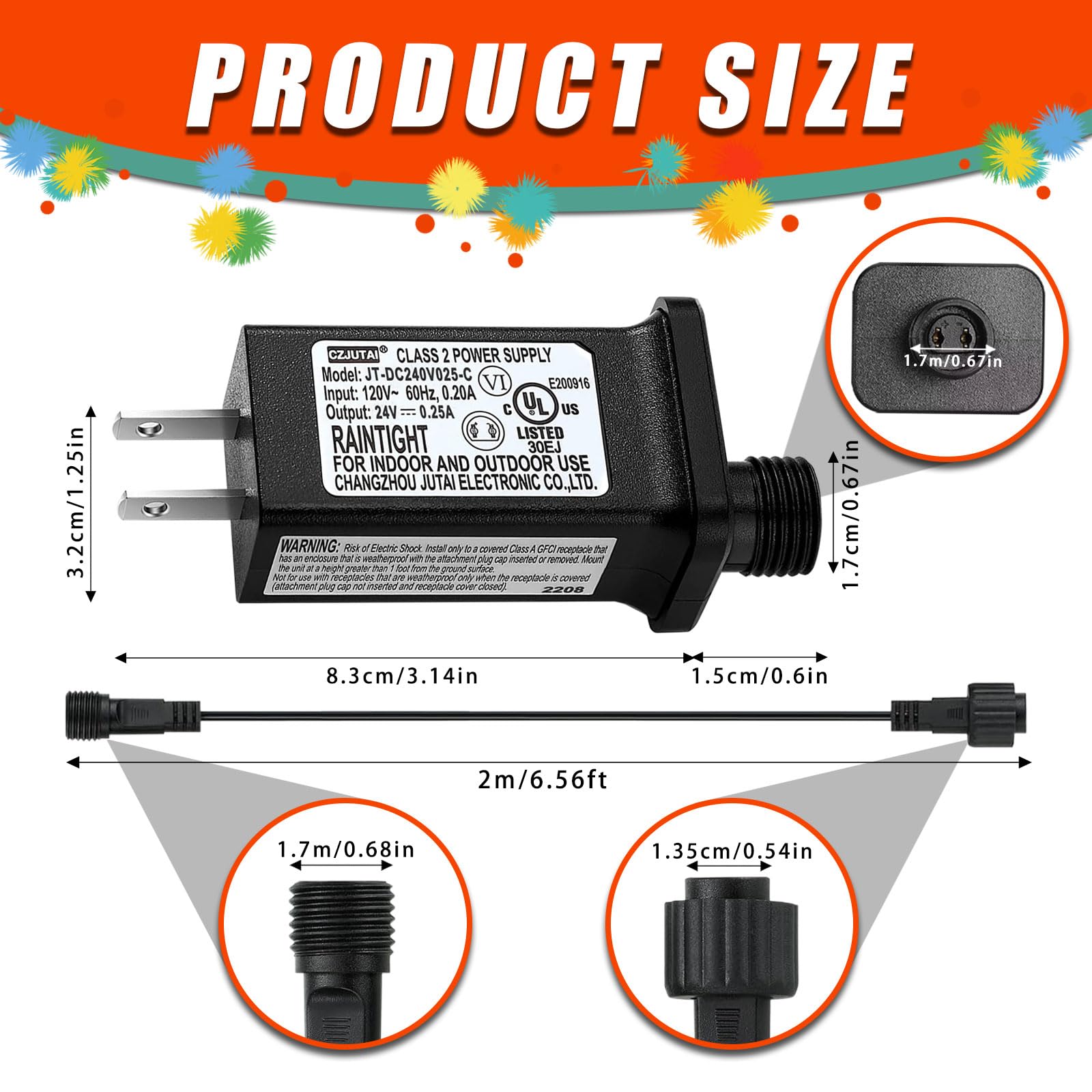 24V 0.25A Led Controller With Extension Cord, Replacement Model Jt Dc240V025 C Class 2 Power Supply Ip44 Led Light Controller Lo