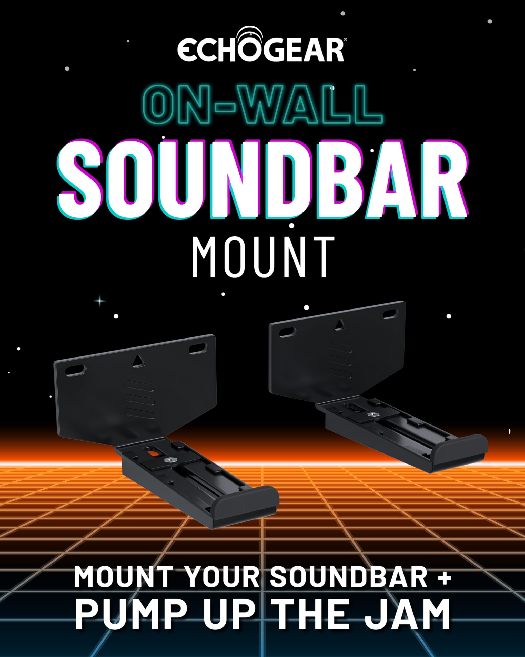 Echogear Soundbar Wall Mount Bracket - Works With All Soundbars Including Samsung, Vizio, Lg, & More - Depth Adjustable For Dolb
