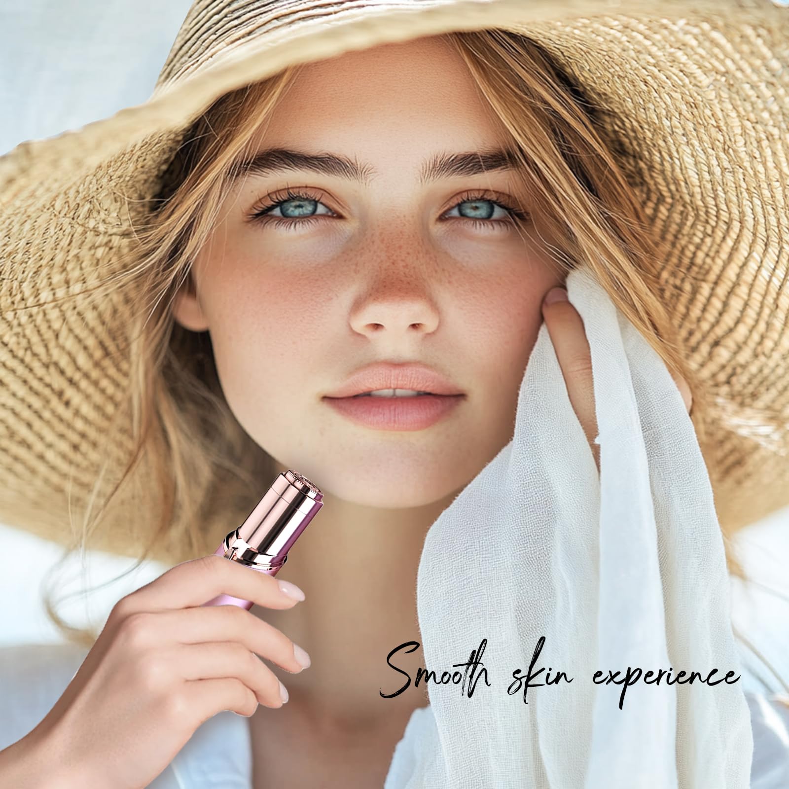 Women Facial Hair Removal Device Battery Operated With 2 Replacement Heads, Ladies Face Shaver For Peach Fuzz Upper Lip, Chin