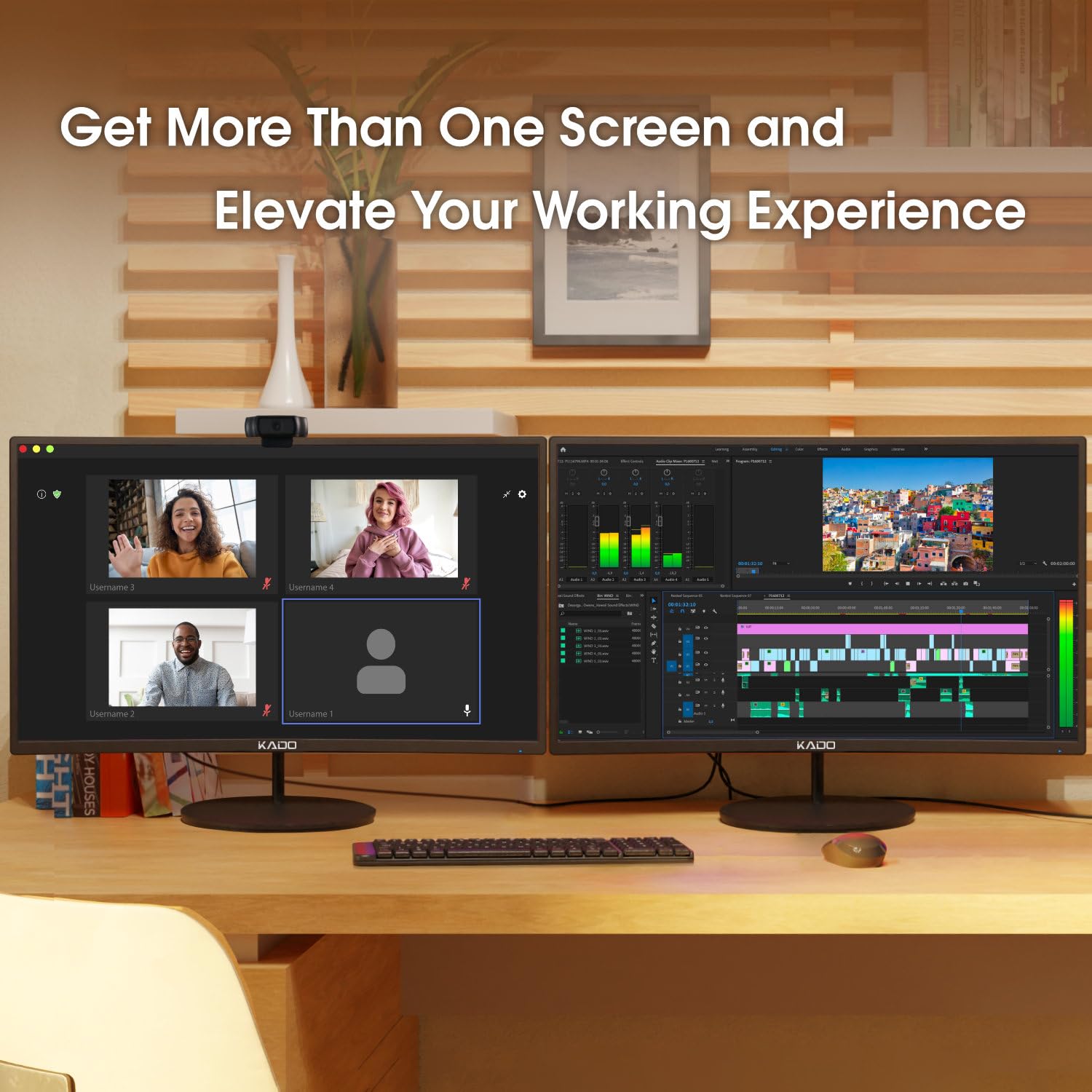 Kado Dual Monitor Setup   2 Pack 24'' Curved 1500R 1920X1080 Computer Monitor 75Hz Vesa Mount Hdmi Office Gaming Built In Speake