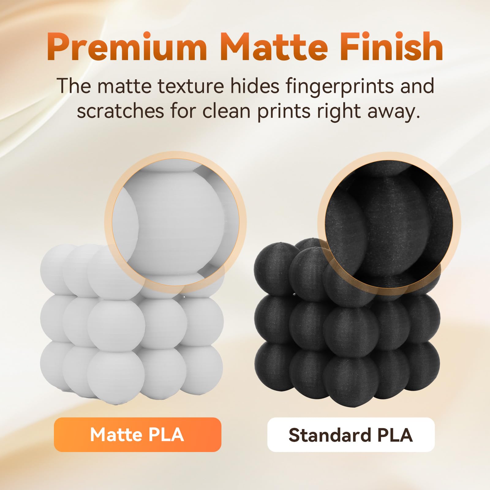 Flashforge Pla Filament 1.75Mm +/- 0.02Mm, Matte White 3D Printer Filament 1Kg (2.2Lbs) Spool, Excellent Printing Performance, E