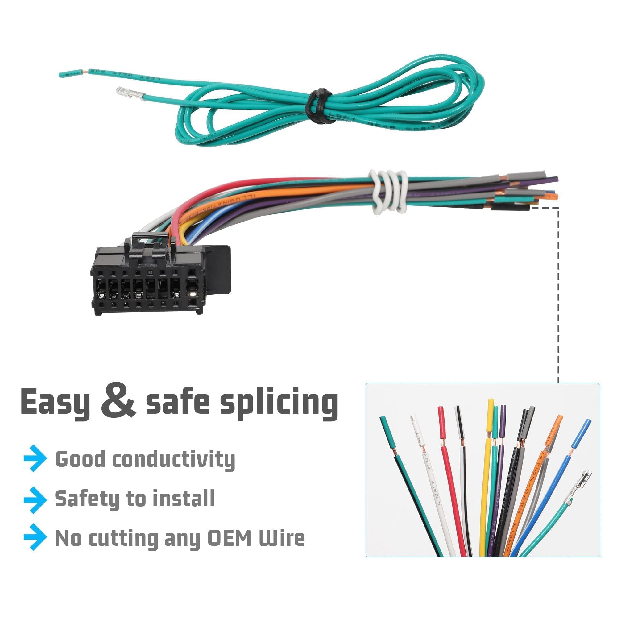 Nuith 16 Pin Pioneer Radio Stereo Wiring Harness Power Speaker Plug Dvd Power Cord Replacement For Pioneer Deh Avh Avic Mvh Fh S