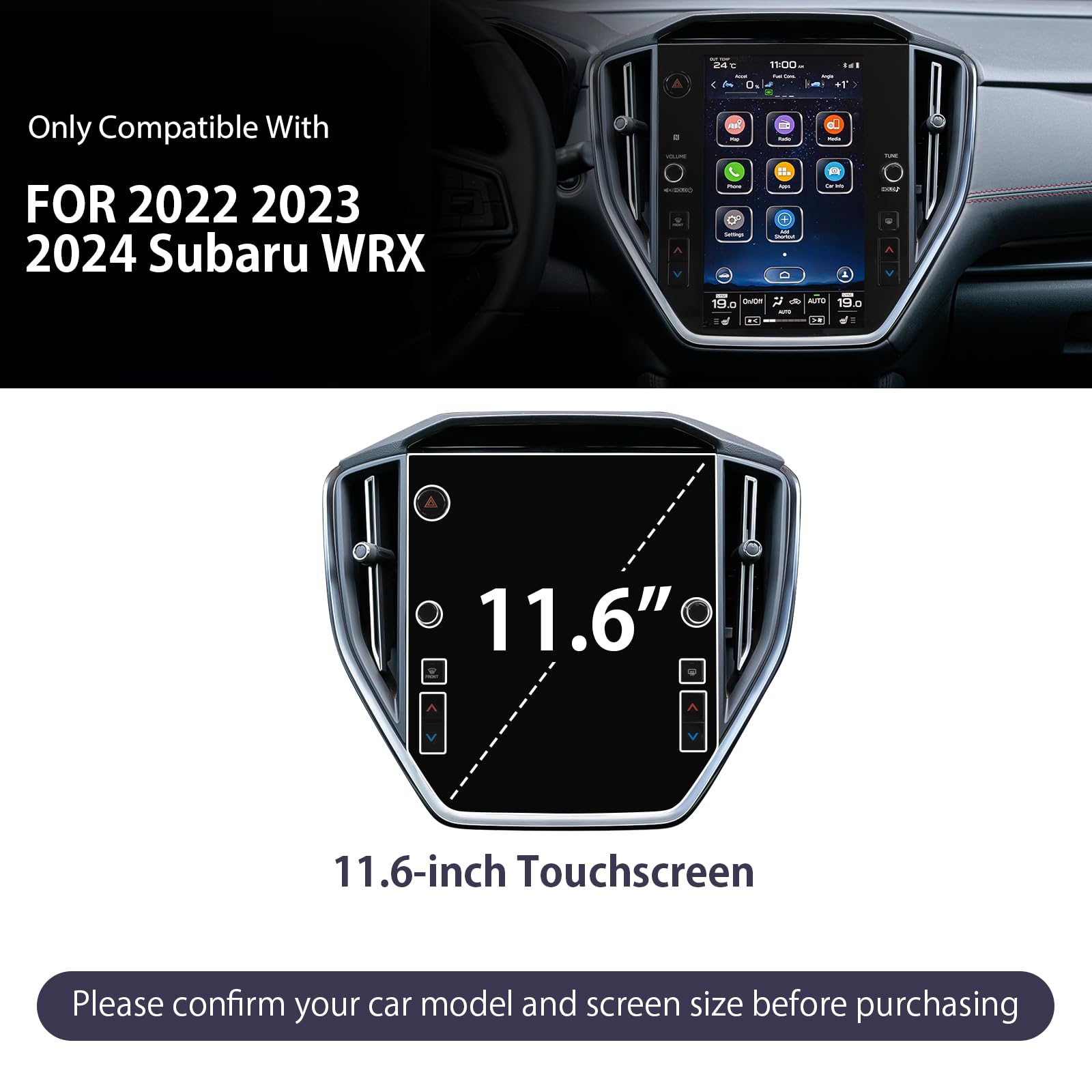Luwu For 2022 2025 Subaru Wrx Screen Protector 11.6Inch Subaru Wrx Navigation Protective Film Subaru Wrx Touchscreen Protector Subaru Wrx Navigation Protector Foil 2024 2025 Subaru Wrx Accessories