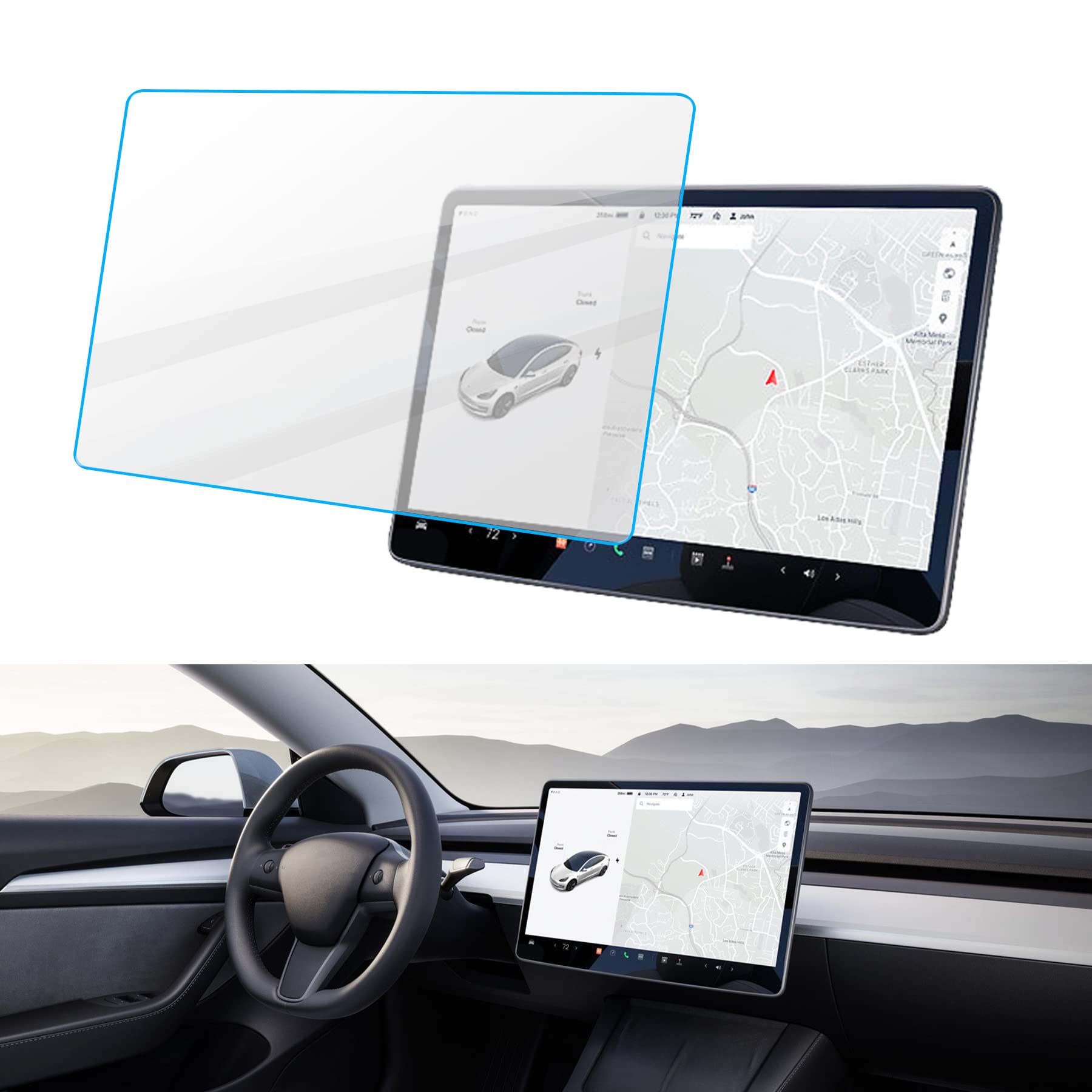 Bjsia Hd Tempered Glass Compatible With Tesla 3/Y 15'' Center Control Touch Car Navigation Screen Protector Car Accessories