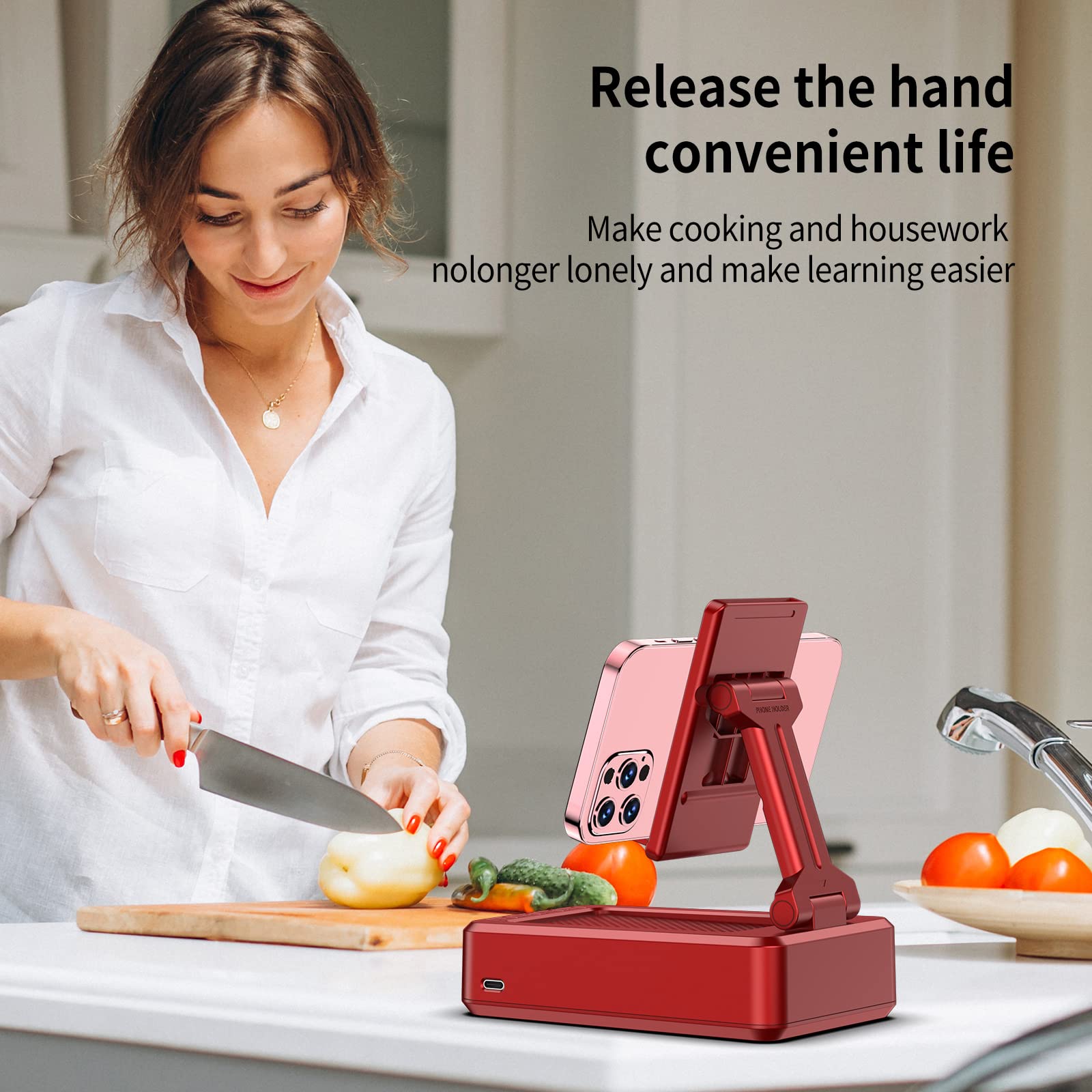 Jteman Portable Wireless Bluetooth Speakers With Phone Stand,Gifts For Women And Men,Birthday Christmas For Women Men,Kitchen Ga