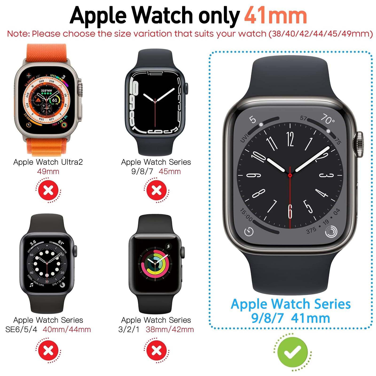 Diruite 2 Pack For Apple Watch Series 7 41Mm, Tempered Glass Screen Protector Case, Ultra Thin All Around Protection Cover, Whit