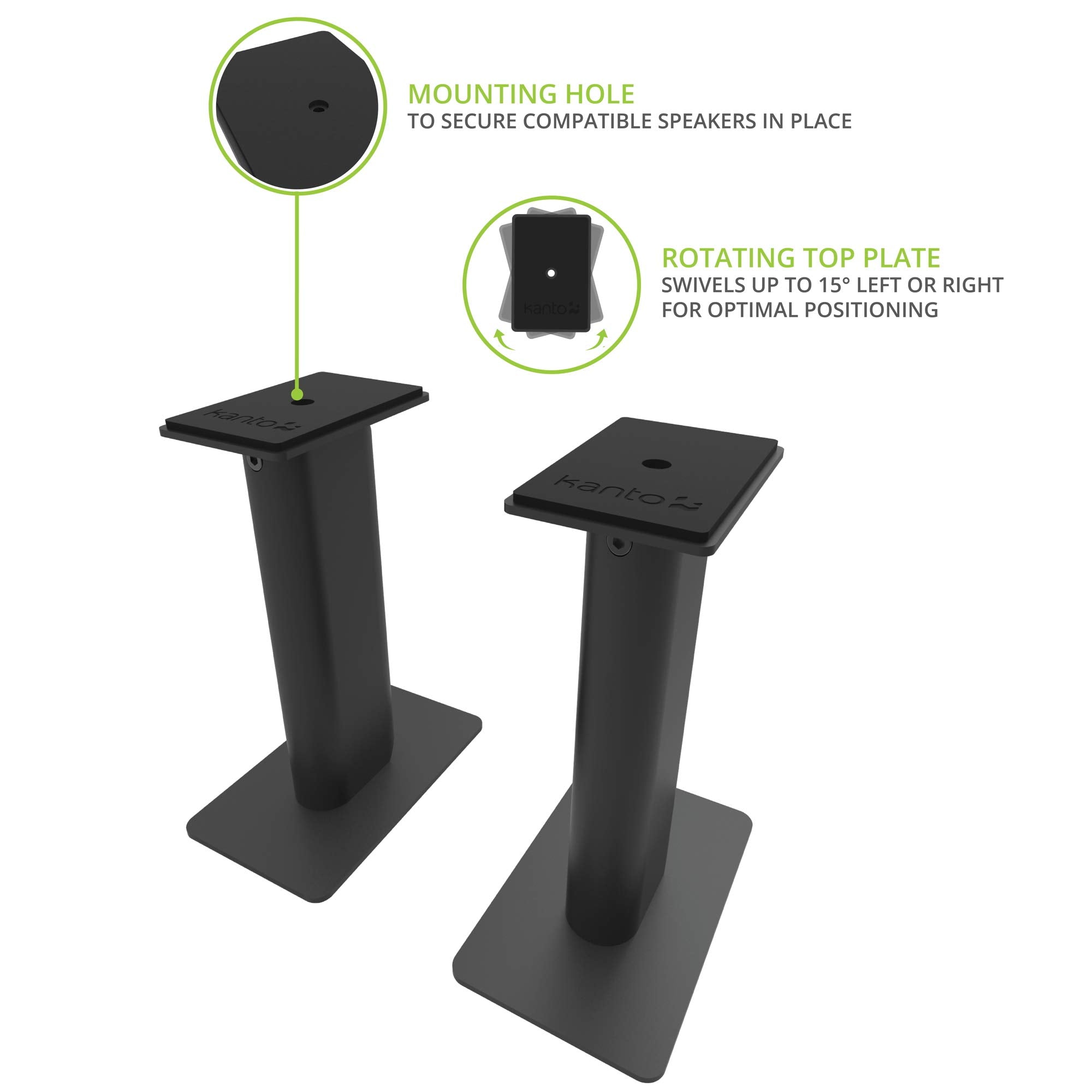 Kanto Sp9 Universal Desktop Speaker Stands   9 Inch   2 Pack   Steel (Black)