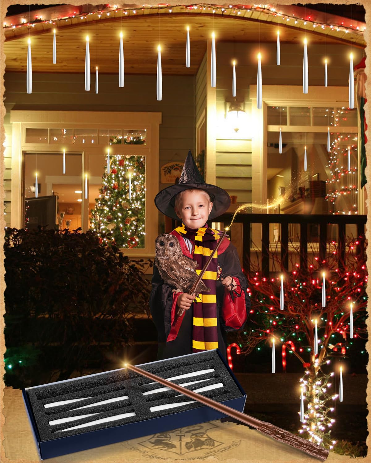 Floating Candles With Wand   18 Pack Christmas Decorations Magic Flameless Candles Flickering Light Hanging Candle Remote With G