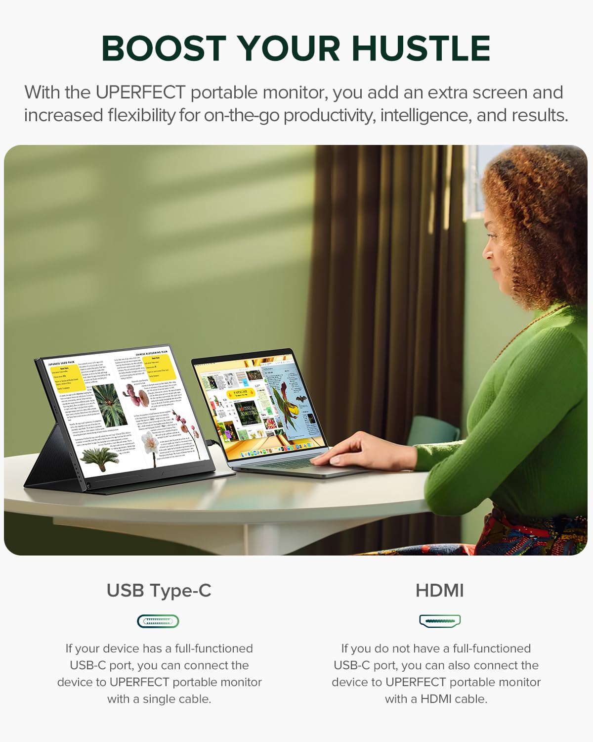 Uperfect 2.5K Portable Monitor, 16'' 2560X1600 Qhd Portable Gaming Monitor Hdr Freesync Laptop Monitor W/Vesa & Smart Case Matte