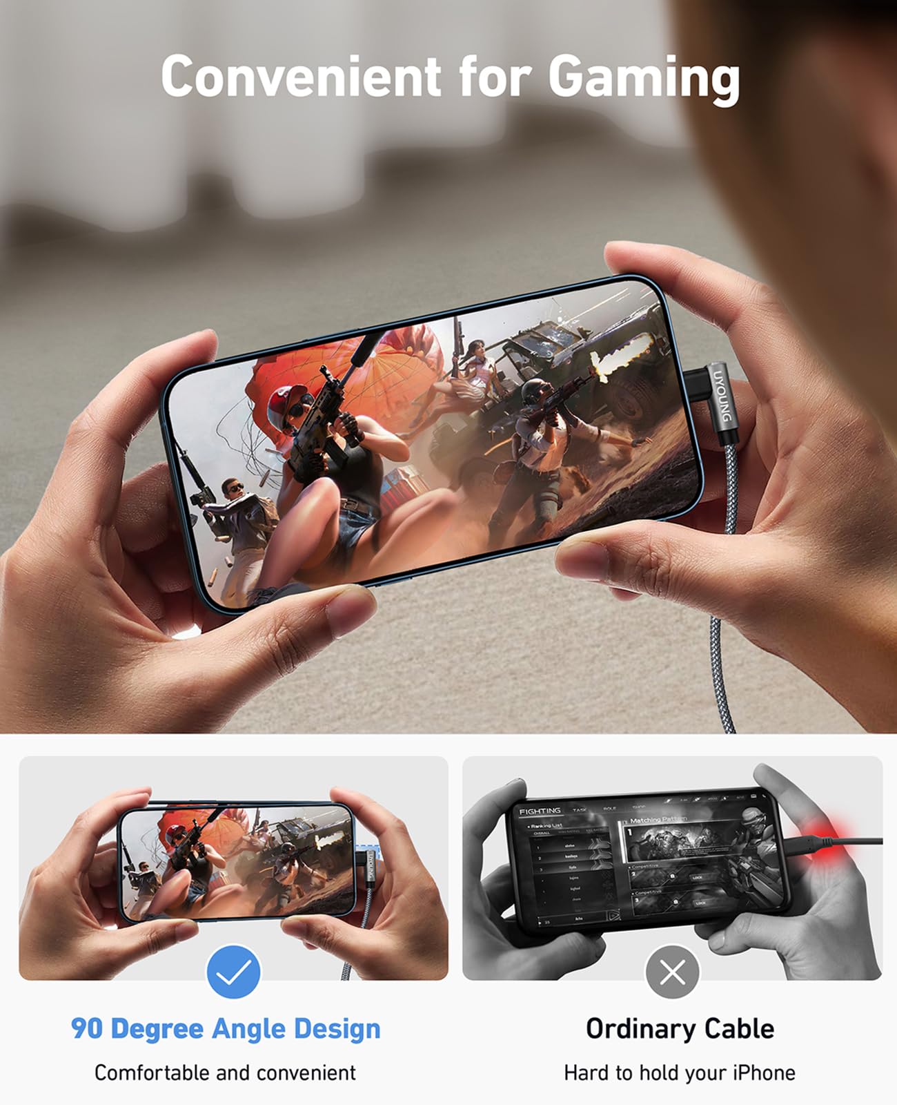 90 Degree Iphone Charging Cable 10 Ft Iphone Charger 2 Pack Usb To Lightning Cable Extra Long Apple Charging Cord Compatible For