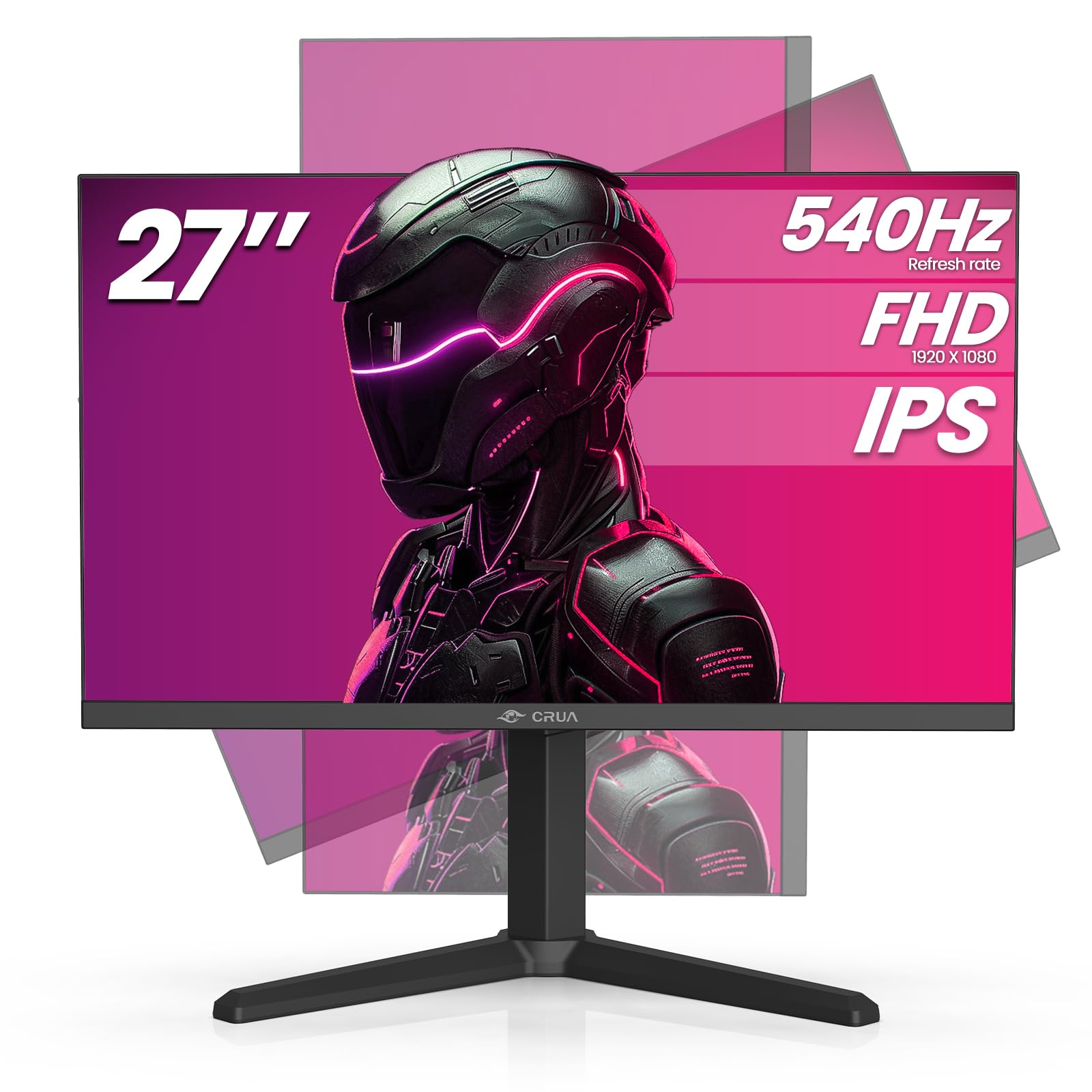 Crua 27?540Hz Gaming Monitor, Ips Fhd(1920X1080P), Amd Freesync, 120% Srgb, Height/Pivot/Rotating/Tilt Adjustable Vertical Monit