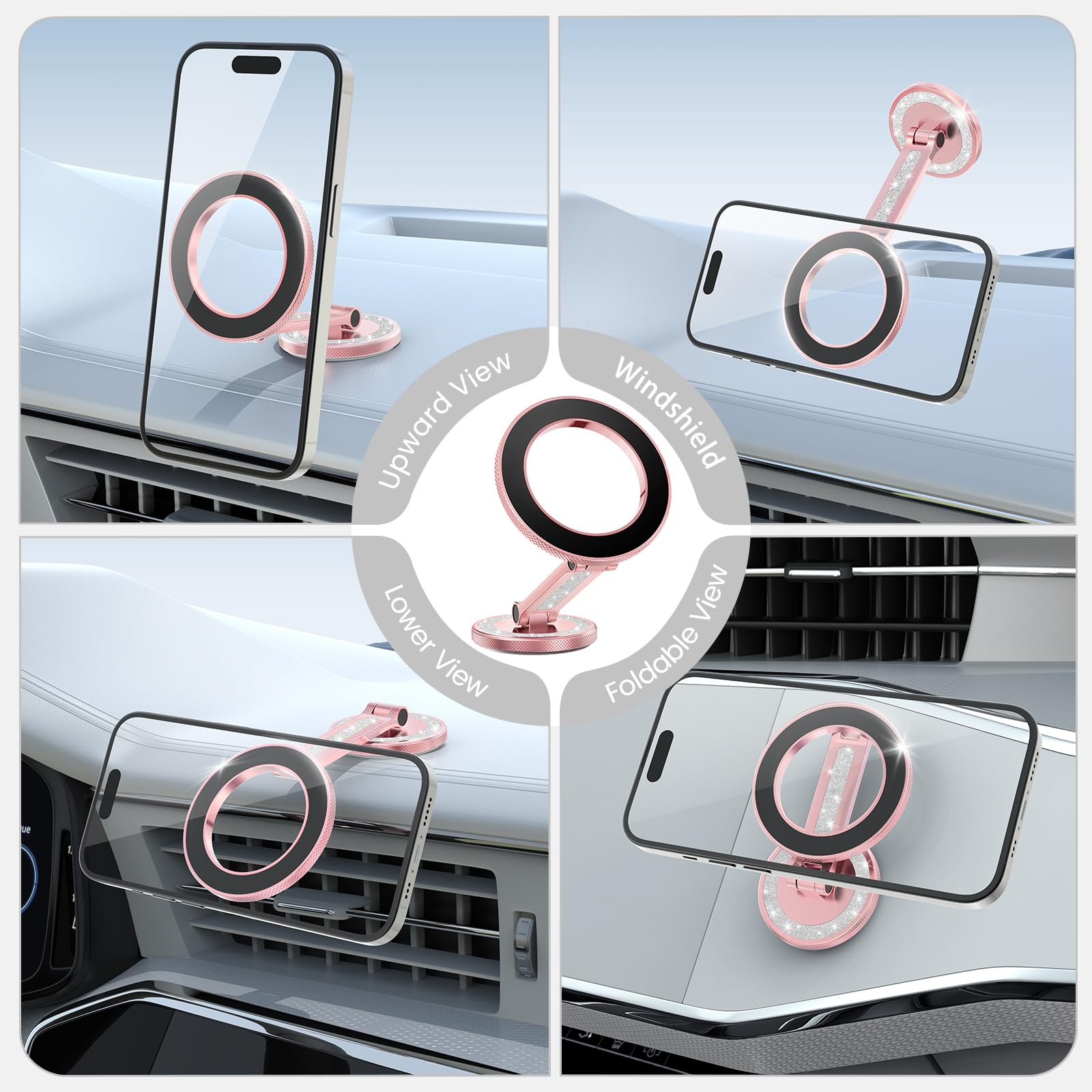 Pikabo For Magsafe Car Mount, Magnetic Phone Holder For Car, Car Phone Holder For Dashboard And Tesla Screen, Made Of Aluminum A