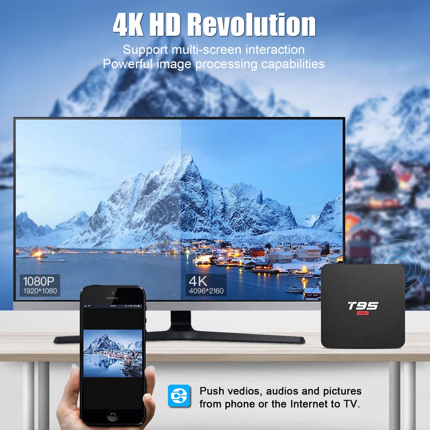 Android Tv Box 10.0, T95 Super Android Tv Box 2Gb Ram 16Gb Rom Quad Core Media Player, Support 2.4Ghz Wifi 4K H.265 3D Usb 2.0, Smart Tv Box Android Box For Tv