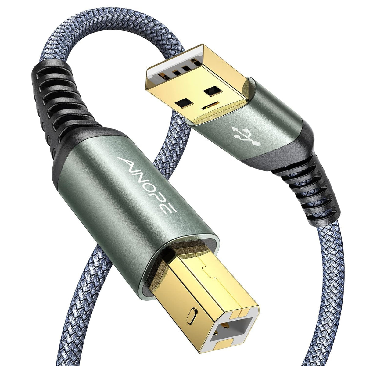 Ainope Printer Cable Usb A To Usb B Printer Cable High Speed Nylon Braided Usb 2.0 Midi Cable For Hp Canon Brother Dell Epson Le