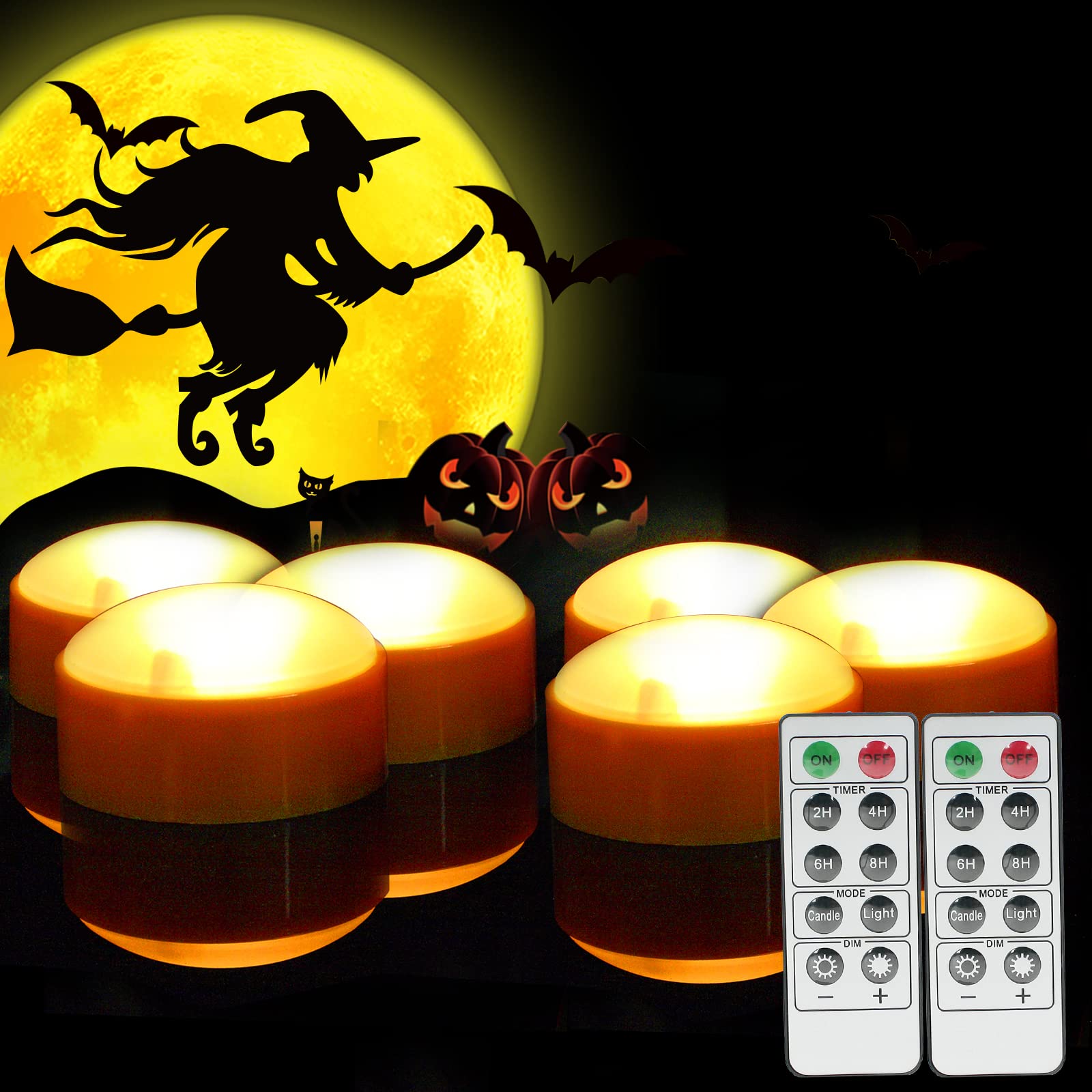 Candle Choice Halloween Pumpkin Led Lights With Remote And Timer Bright Flickering Battery Operated Jack O Lantern Electric Flam
