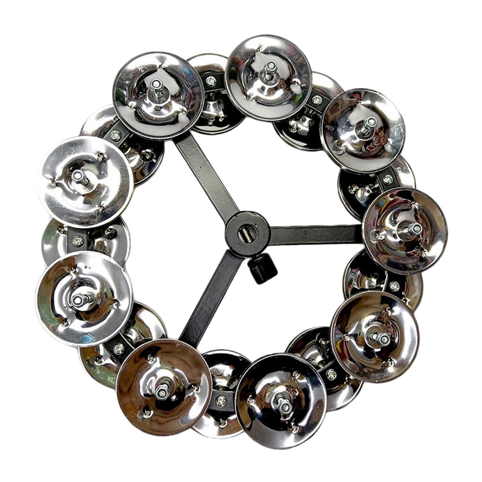 MERISHOPP Drum Cymbals Hi Hat Tambourine Bells Mountable Durable Percussion Instrument Double Silver|Musical Instruments & Gear|
