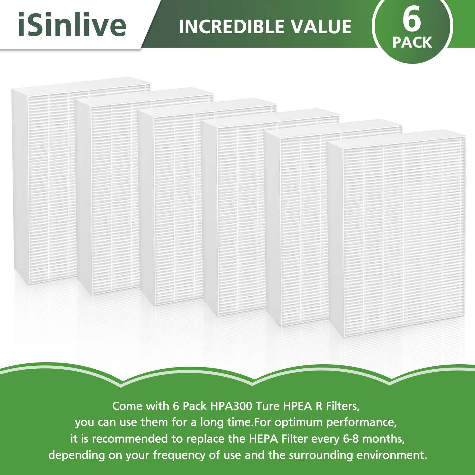 Replacement Filter R Compatible With Honeywell Air Purifier Hpa300 Hpa200 Hpa100 And 5000 Series, 6 Pack True Hepa Filter, Fits