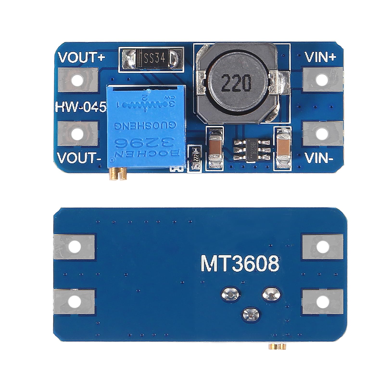 Aitrip 10Pcs Mt3608 Dc Dc Boost Converter 2A Adjustable Step Up Module Voltage Regulator Board Input Voltage 2V 24V To 5V 28V Ou