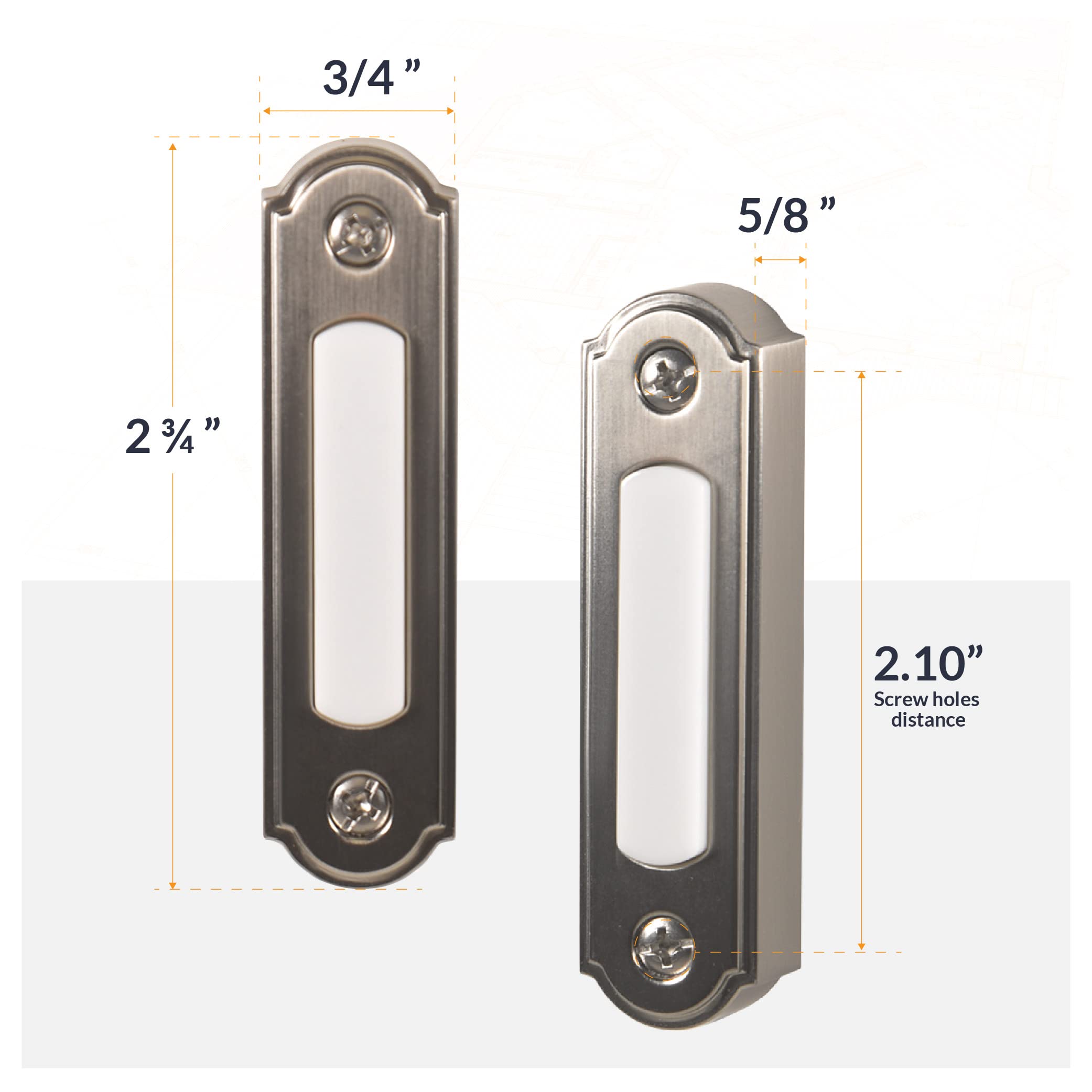 Newhouse Hardware Led Lighted Metal Door Chime Push Button (Satin Nickel) | Surface Mount Lighted Door Bell Button | Replacement