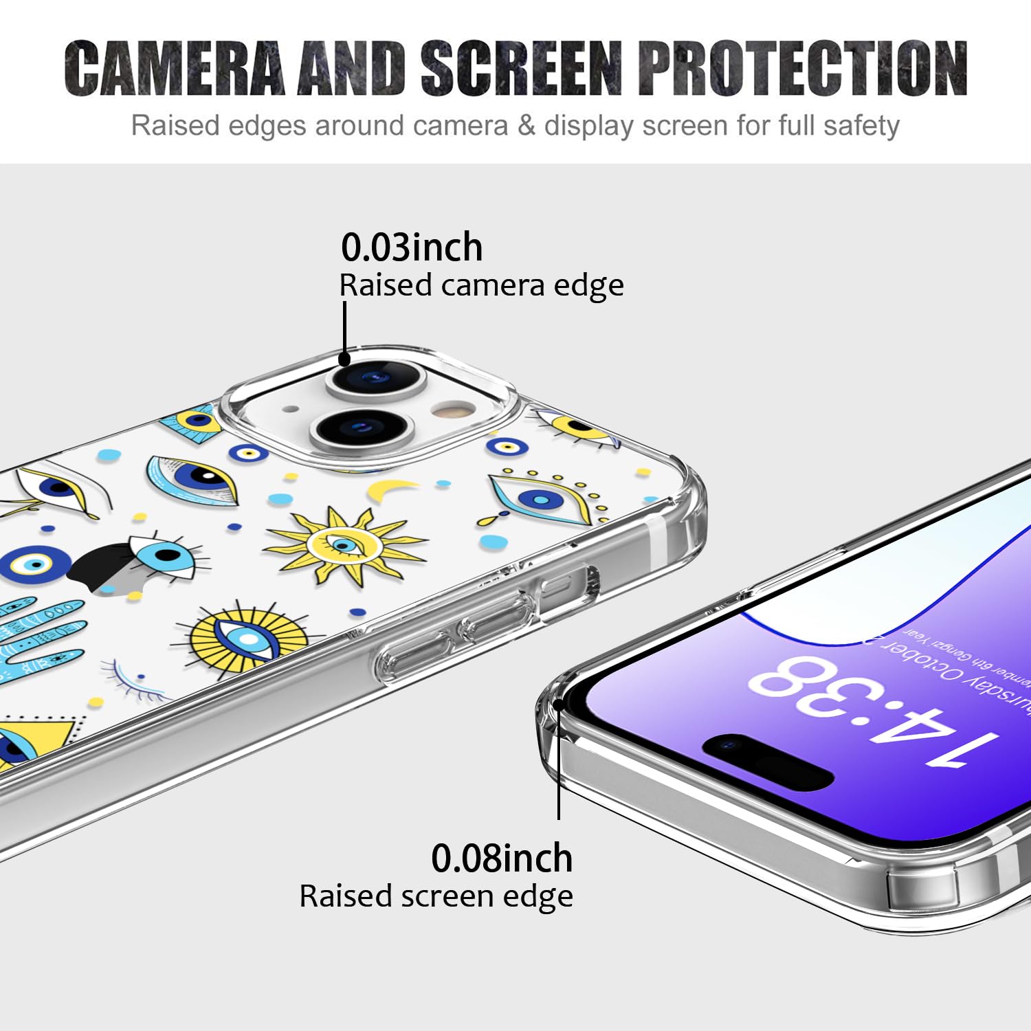 Luhouri For Iphone 15 Plus Case With Screen Protector   Crystal Clear Cover   Fashionable Pattern Design   Wireless Charging   S