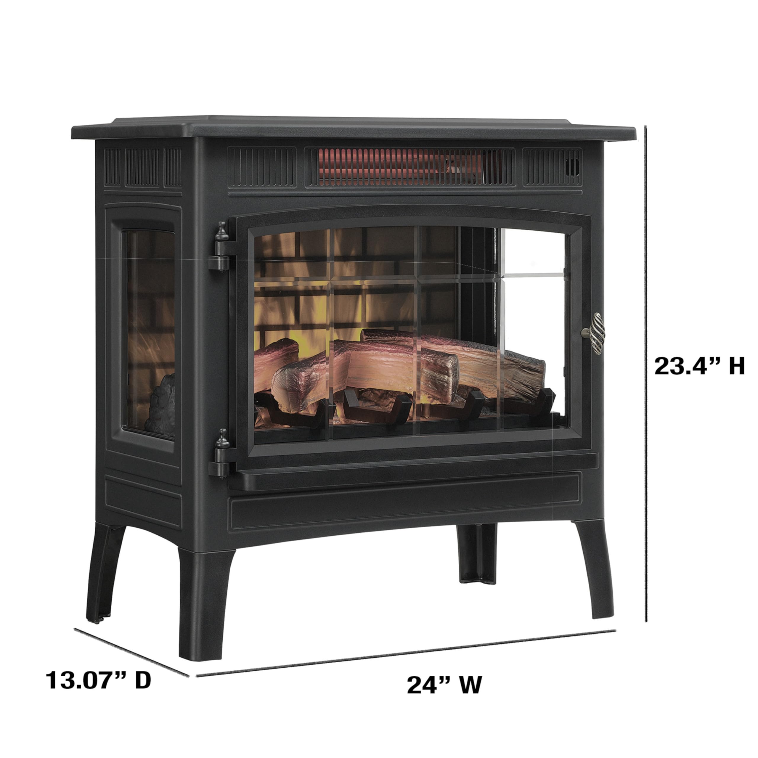 Duraflame Freestanding Electric Fireplace Stove Heater With 3D Flame Effect For 1,000 Sq. Ft. Room, Black