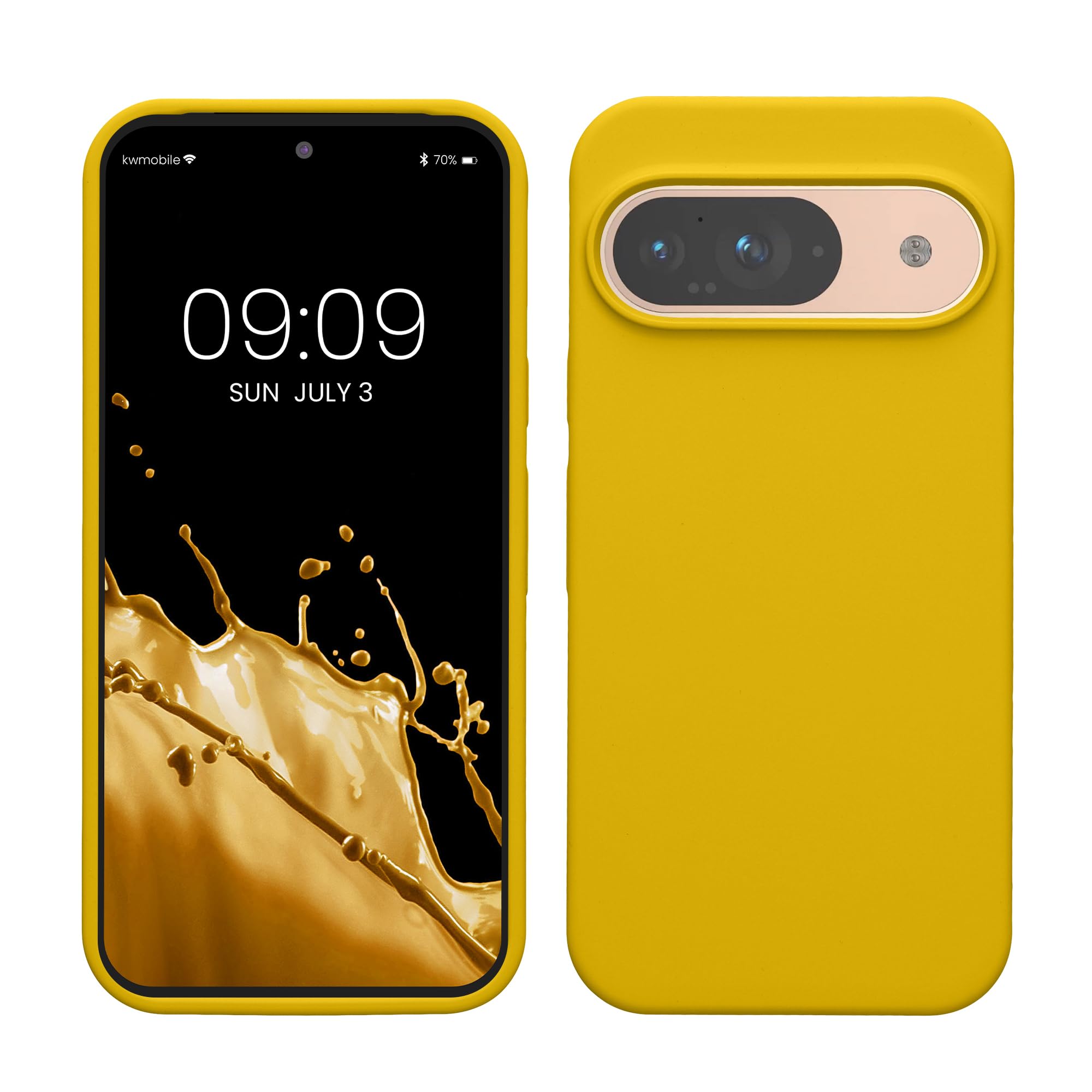 kwmobile Case Compatible with Google Pixel 9 / Pixel 9 Pro Case - TPU Silicone Phone Cover with Soft Finish - Radiant Yellow