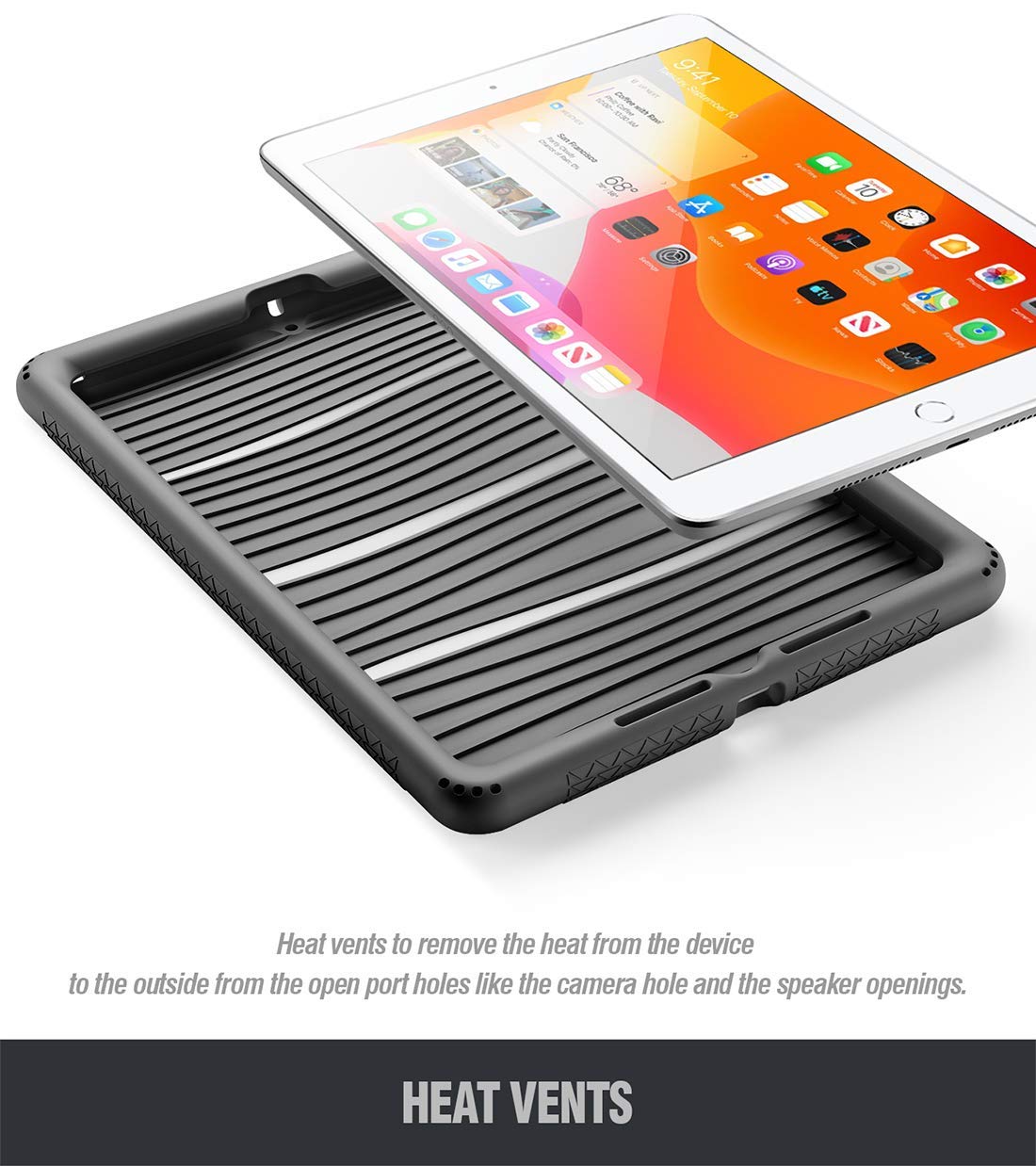 Poetic Turtleskin Case Designed For Ipad 10.2 9Th Generation (2021) / 8Th Generation (2020) / 7Th Generation (2019), Heavy Duty Shockproof Kids Friendly Silicone Case Cover, Black