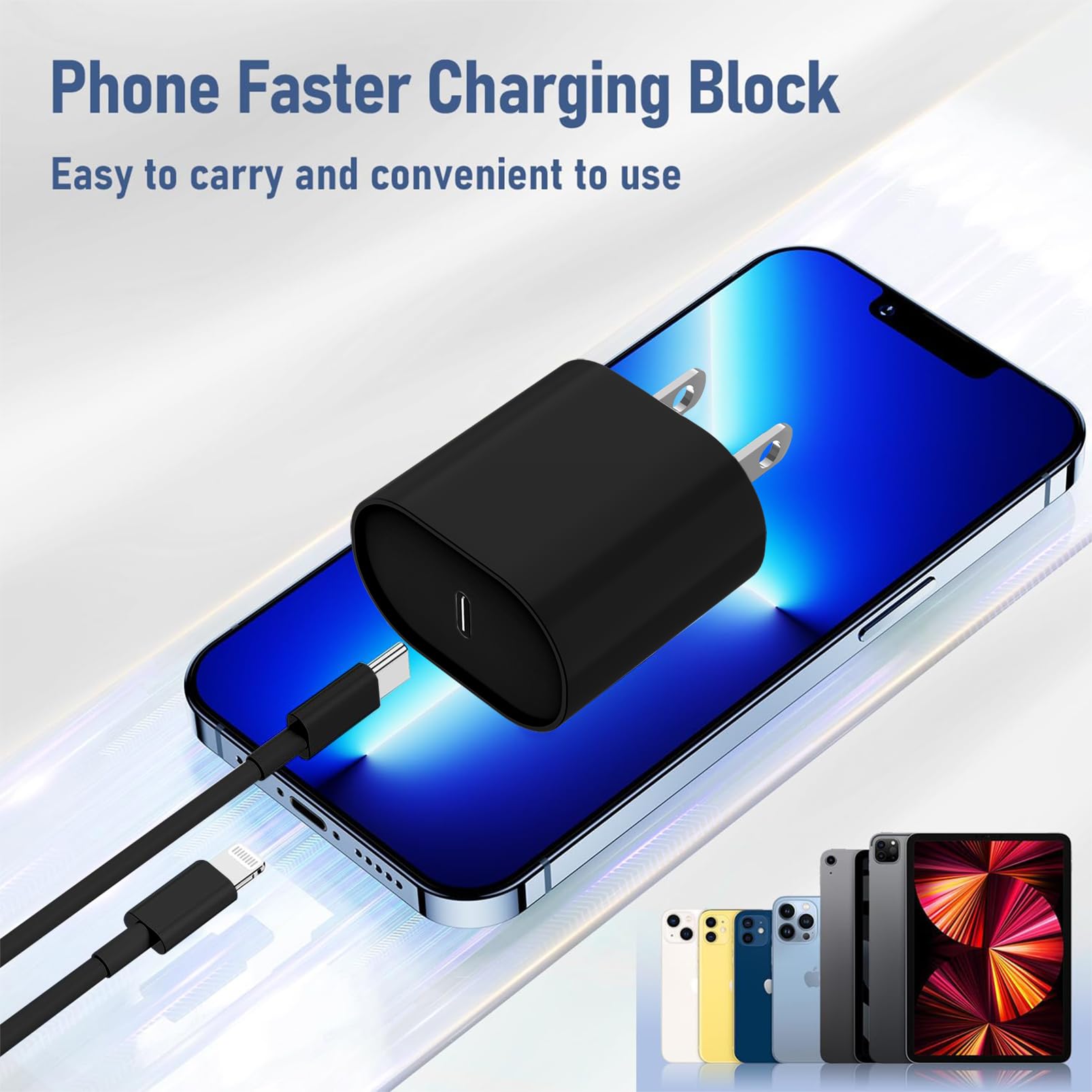 Fast Charger For I Phone 14 13 12 Charge Fast Charging, 2Pack 6Ft Usb C To L Cable With 20W Usb C For I Phone Charger Block, Com