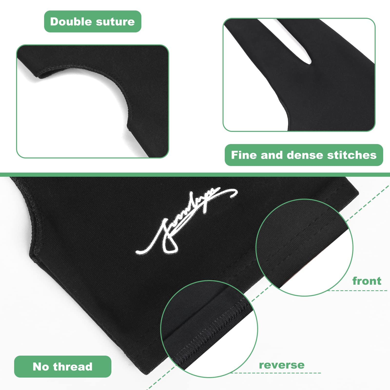 Joinliyu Digital Drawing Glove Right Hand For Ipad, Paper Sketching,2 Pack Artist Glove For Drawing Tablet,Two Finger Art Glove