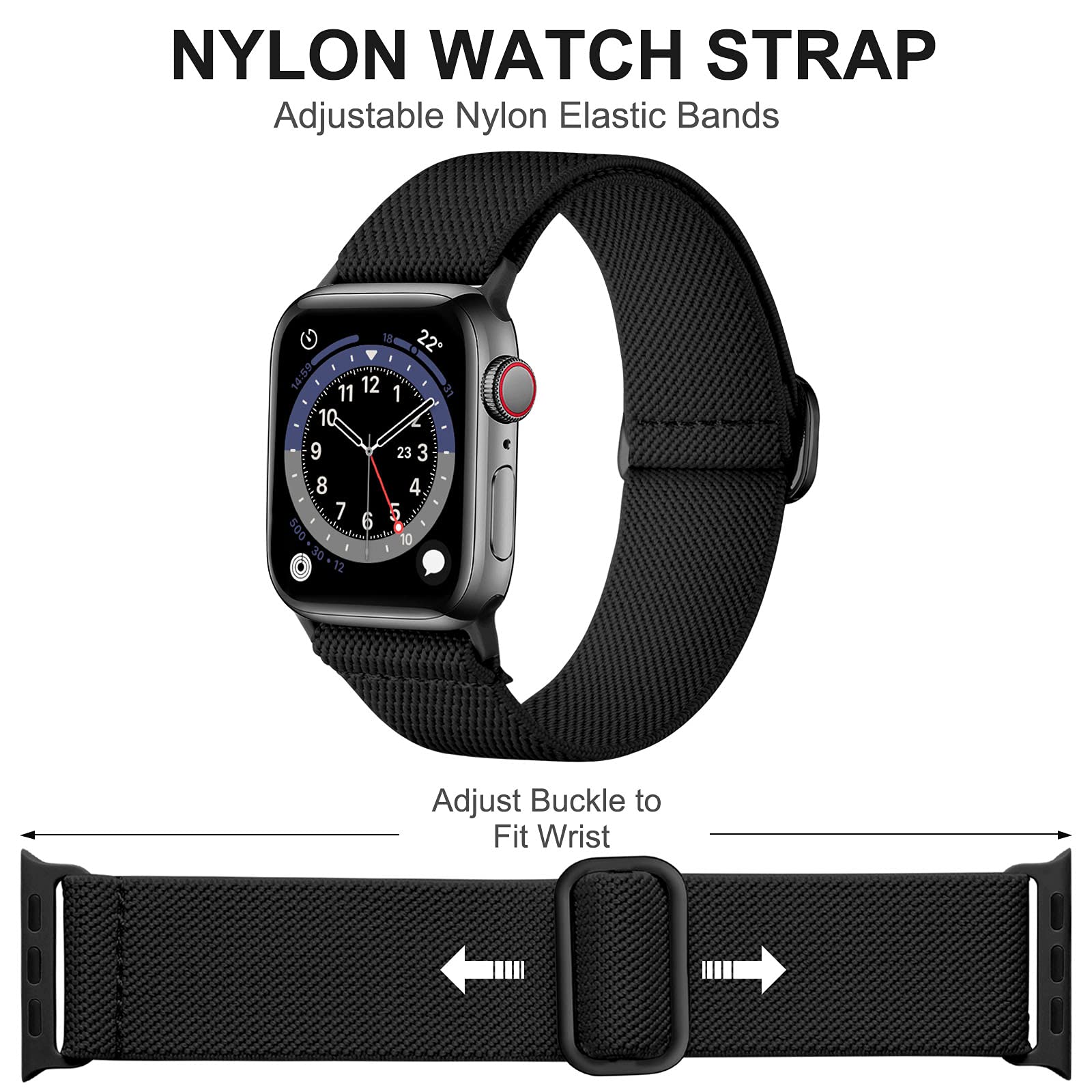 Adorve Stretchy Solo Loop Compatible With Apple Watch Ultra Band 49Mm 46Mm 45Mm 44Mm 42Mm 38Mm 40Mm 41Mm Men Women, Soft Nylon E