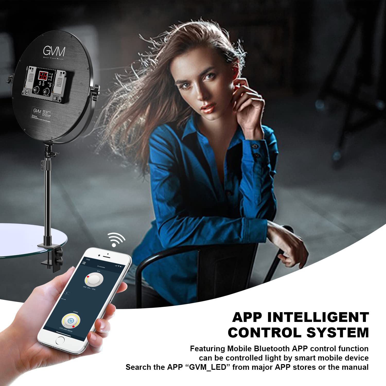 Gvm Key Light, 14'' Led Video Light With App Control, Bi Color Round Lighting, Ultra Thin 60W 3200 5600K Dimmable Led Soft Light