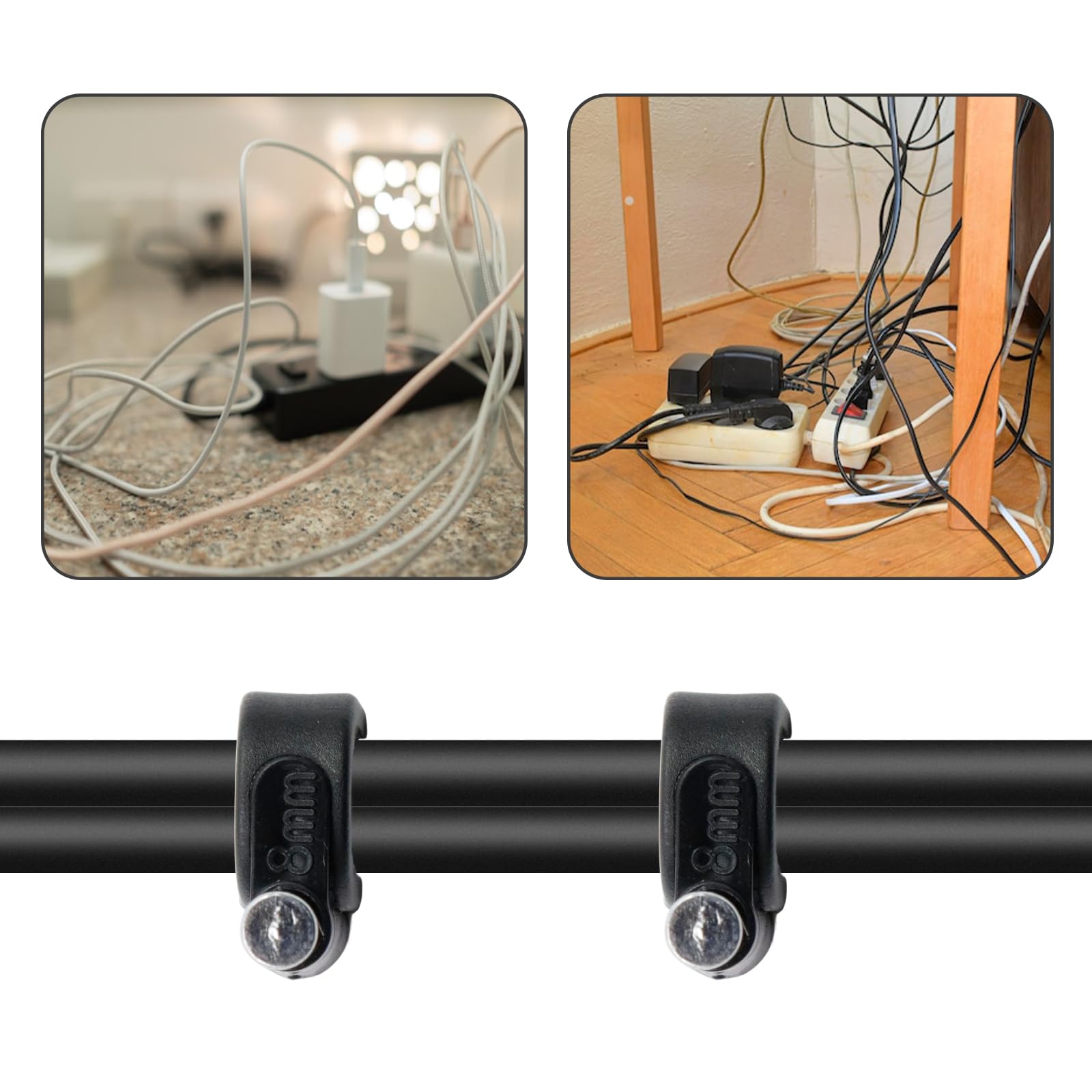 Antrader Nail In Cable Clips, Ethernet Cable Nails Tacks Clips 8Mm For Rg6 Cat6 Cable Management, Black, 100Pcs