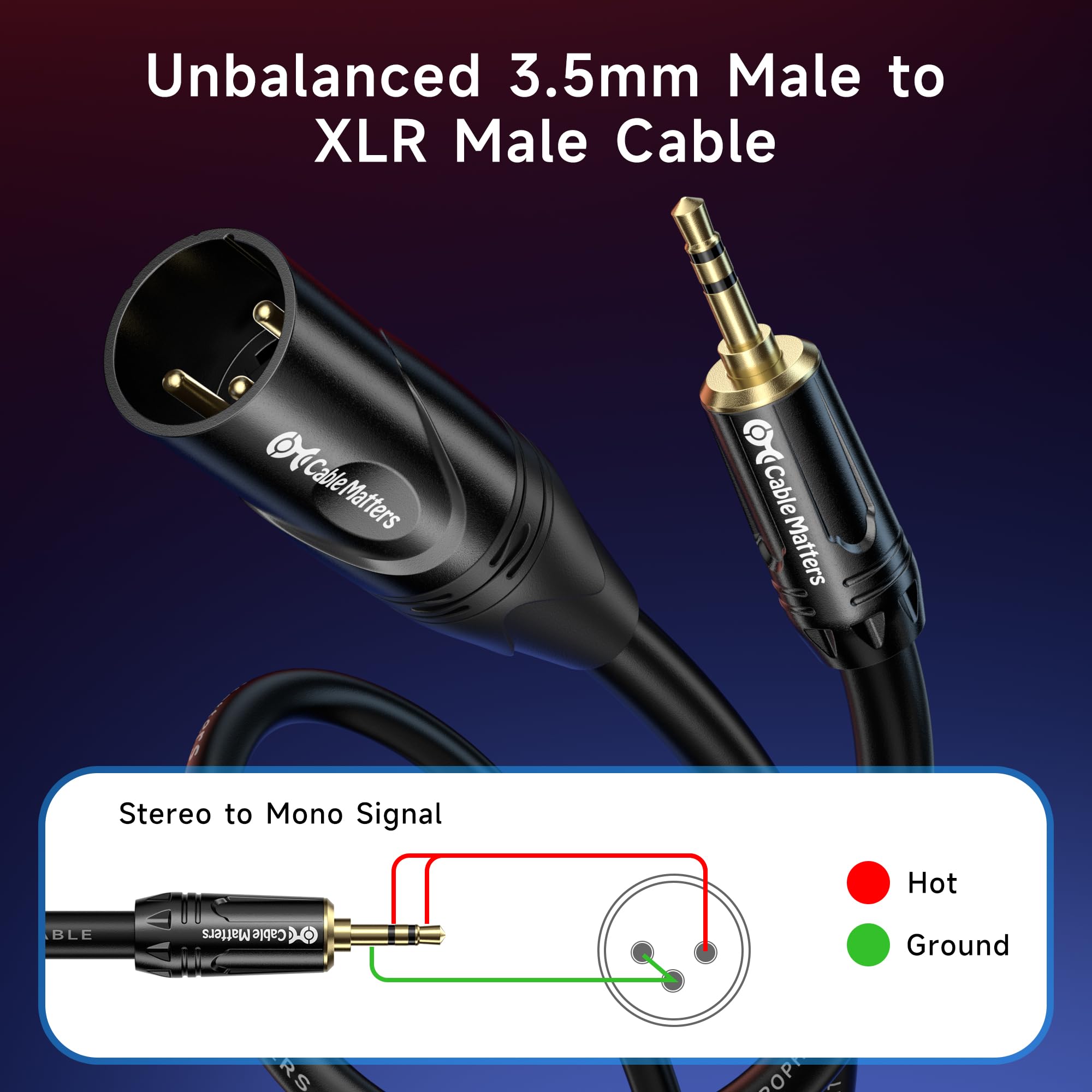 Cable Matters 35Mm To Xlr Cable 6 Ft, Male To Male Xlr To 18 Inch Cable, Xlr To 35Mm Cable, Campatible With Iphone, Ipod, Mp3 Pl