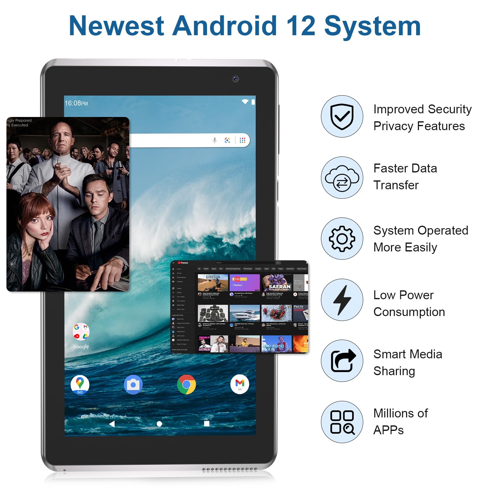 Byandby Tablet 7 Inch Android 12.0 Tablet, 4Gb+32Gb Rom (1Tb Expand), Quad Core, Wifi, Gms, Dual Camera, Educational, Games (Bla