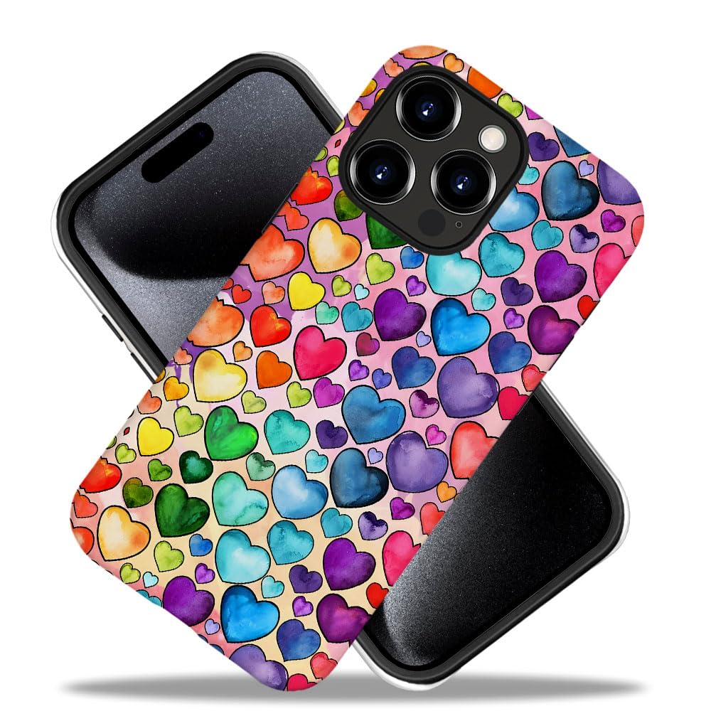 Seized Case Compatible With For Iphone 16 Pro Max,Colorful Heart Lovely Cute Pink Phone Case For Girl Women Boy Men,Durable Prot