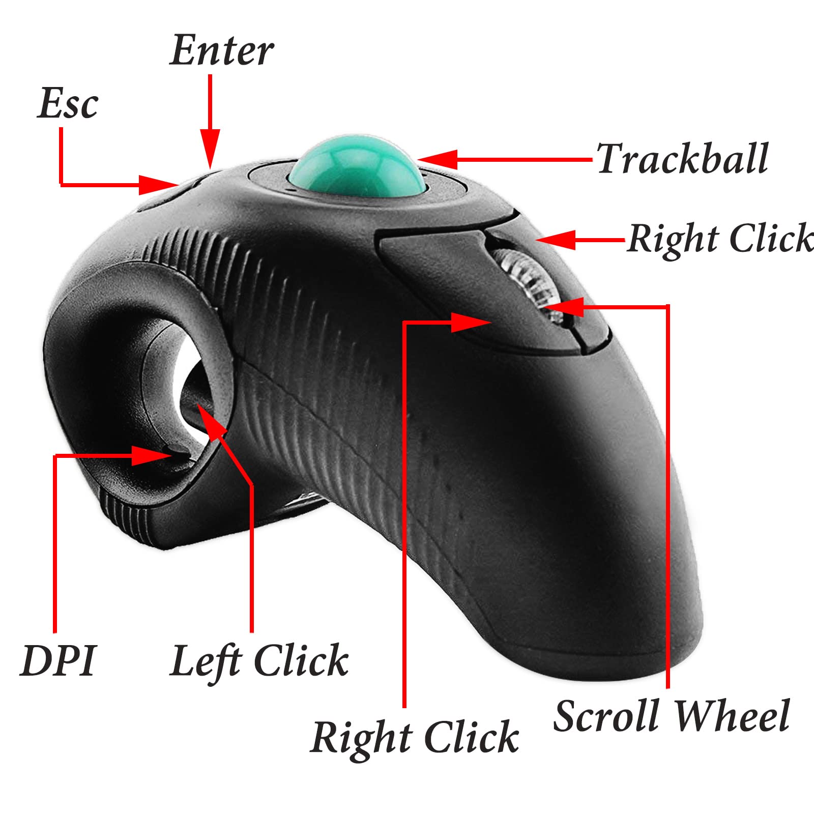 Eigiis 2.4G Ergonomic Trackball Handheld Finger Usb Mouse Wireless Optical Travel Dpi Mice For Pc Laptop Mac Left And Right Hand