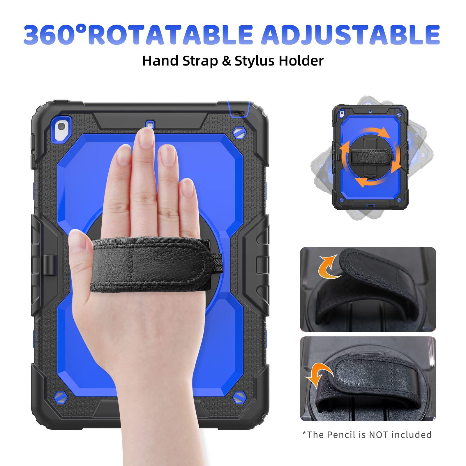 Blosomeet Case For Ipad 8Th 9Th Generation 2020 2021 10.2 Inch With Tempered Glass Screen Protector & Pencil Holder,Rugged Ipad