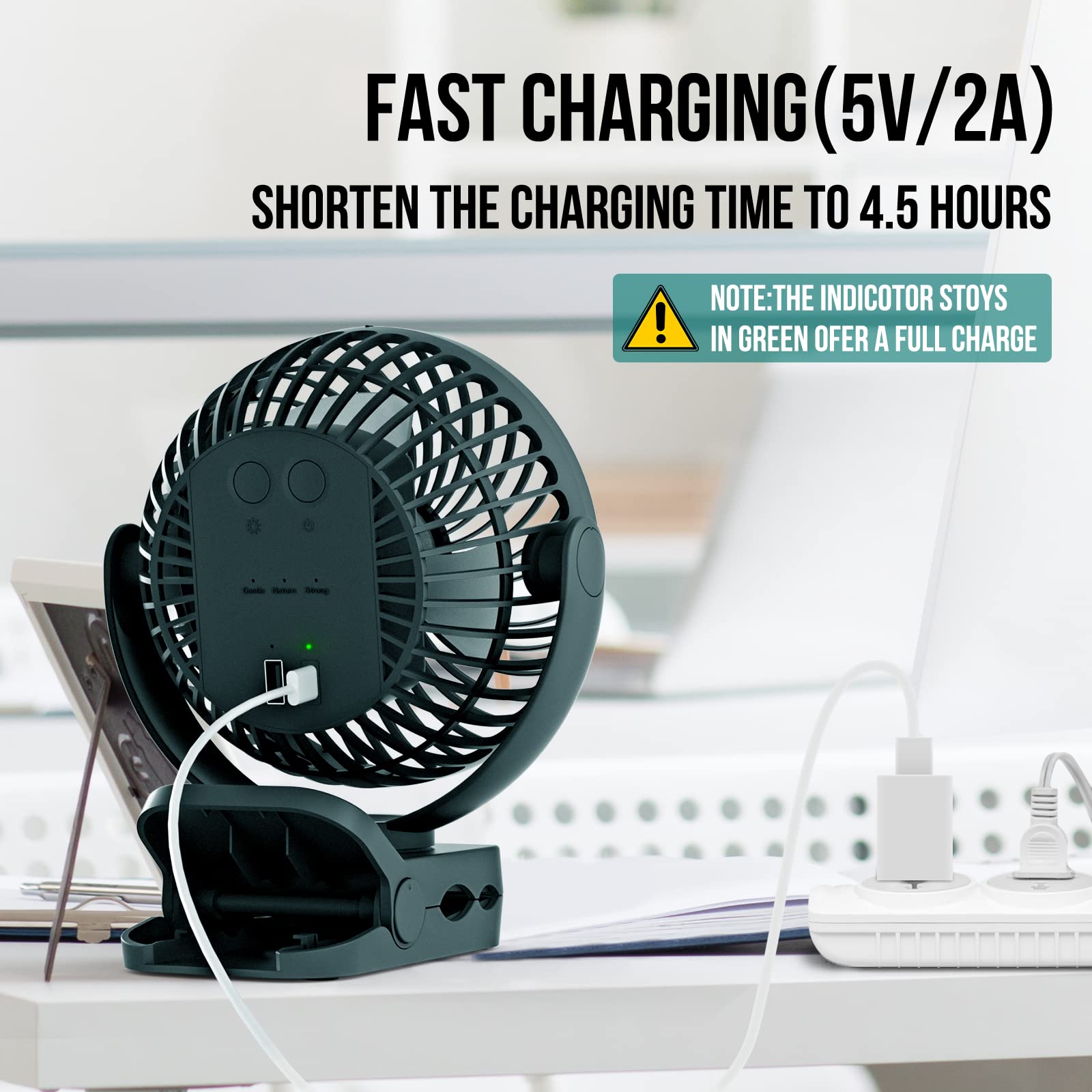 Blbs Rechargeable Camping Fan - 65H 12000Mah With Output Ports, Hanging Hook, 360 Head Rotation For Tents, Camp, Green